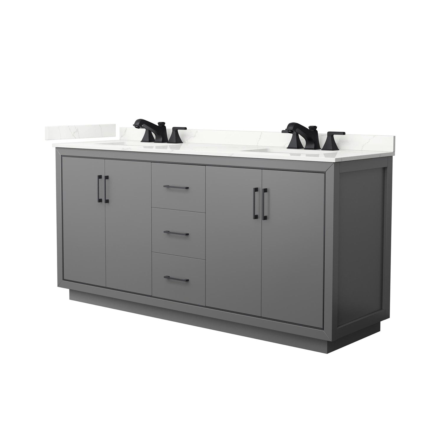 Icon Bathroom Vanity with Countertop 72 inch Double Sink 3-hole Faucet Setup