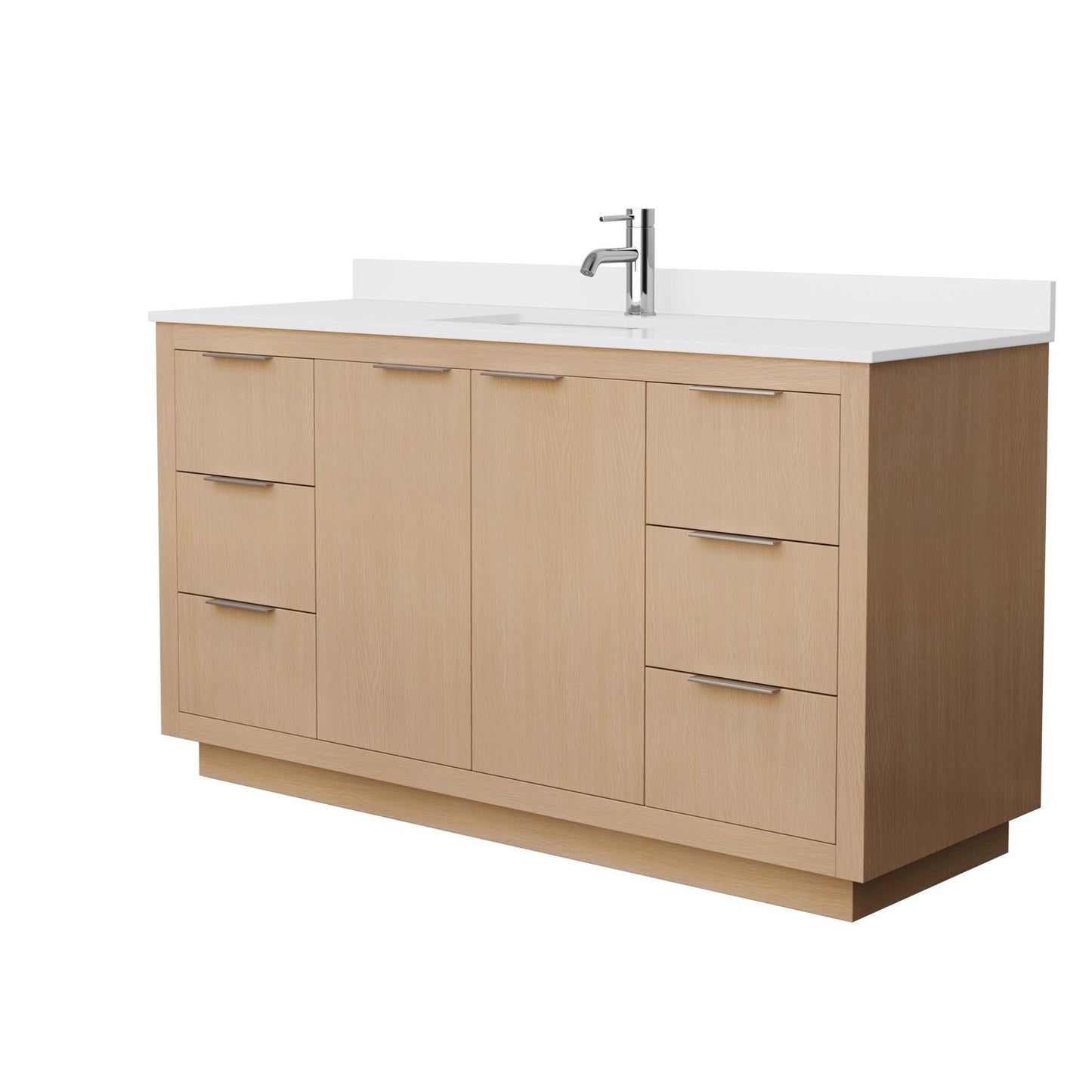 Maroni Bathroom Vanity with Countertop 60 inch Single Sink Single hole Faucet Setup