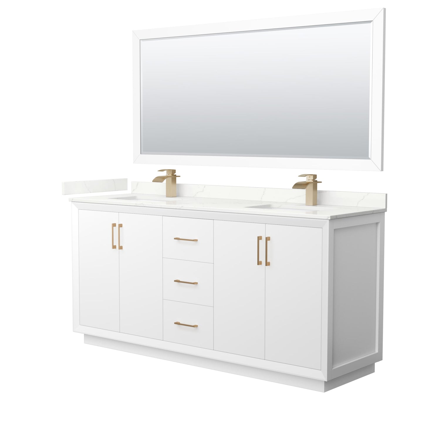 Strada Bathroom Vanity with Countertop 72 inch Double Sink Single hole Faucet Setup
