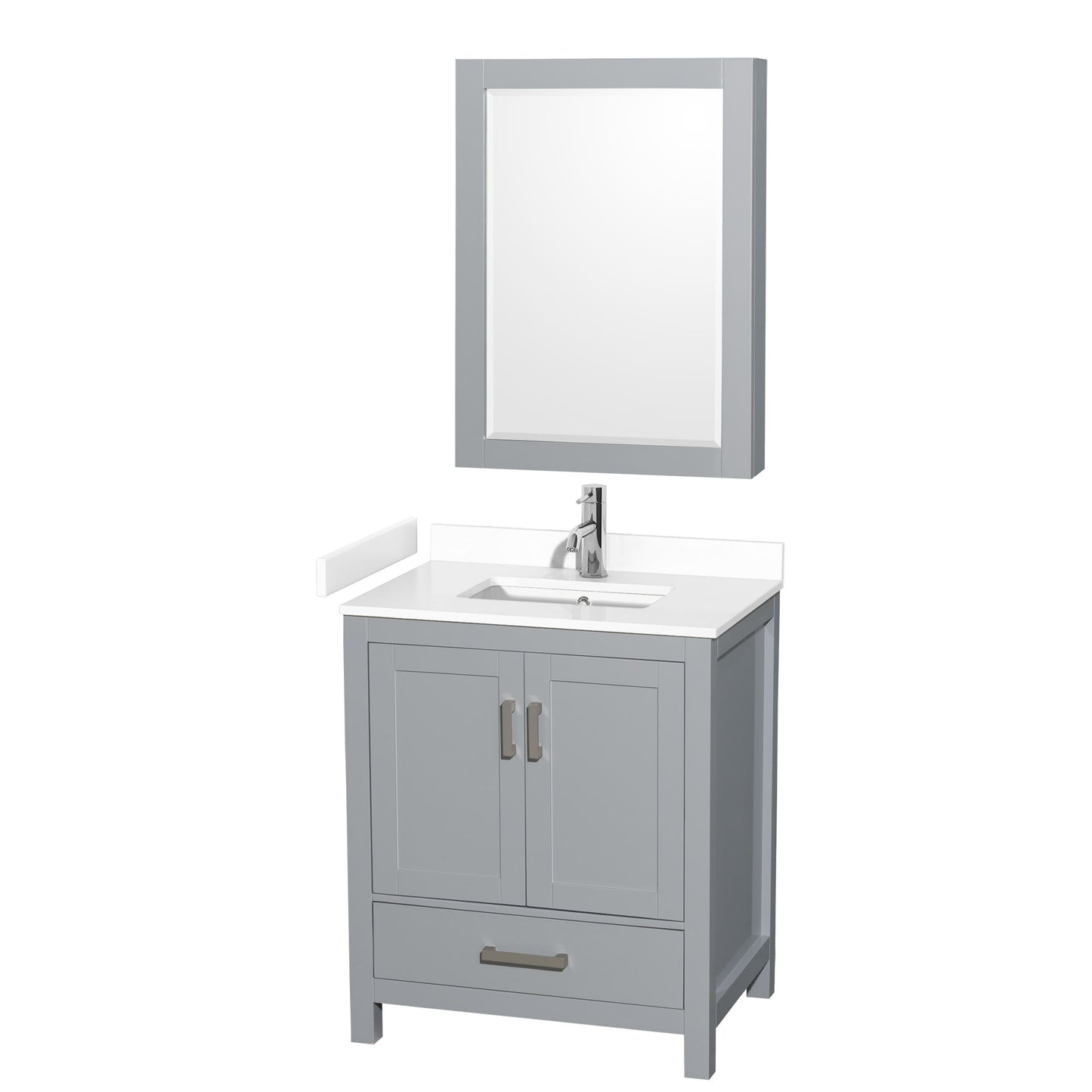 Sheffield Bathroom Vanity with Countertop 30 inch Single Sink Single hole Faucet Setup