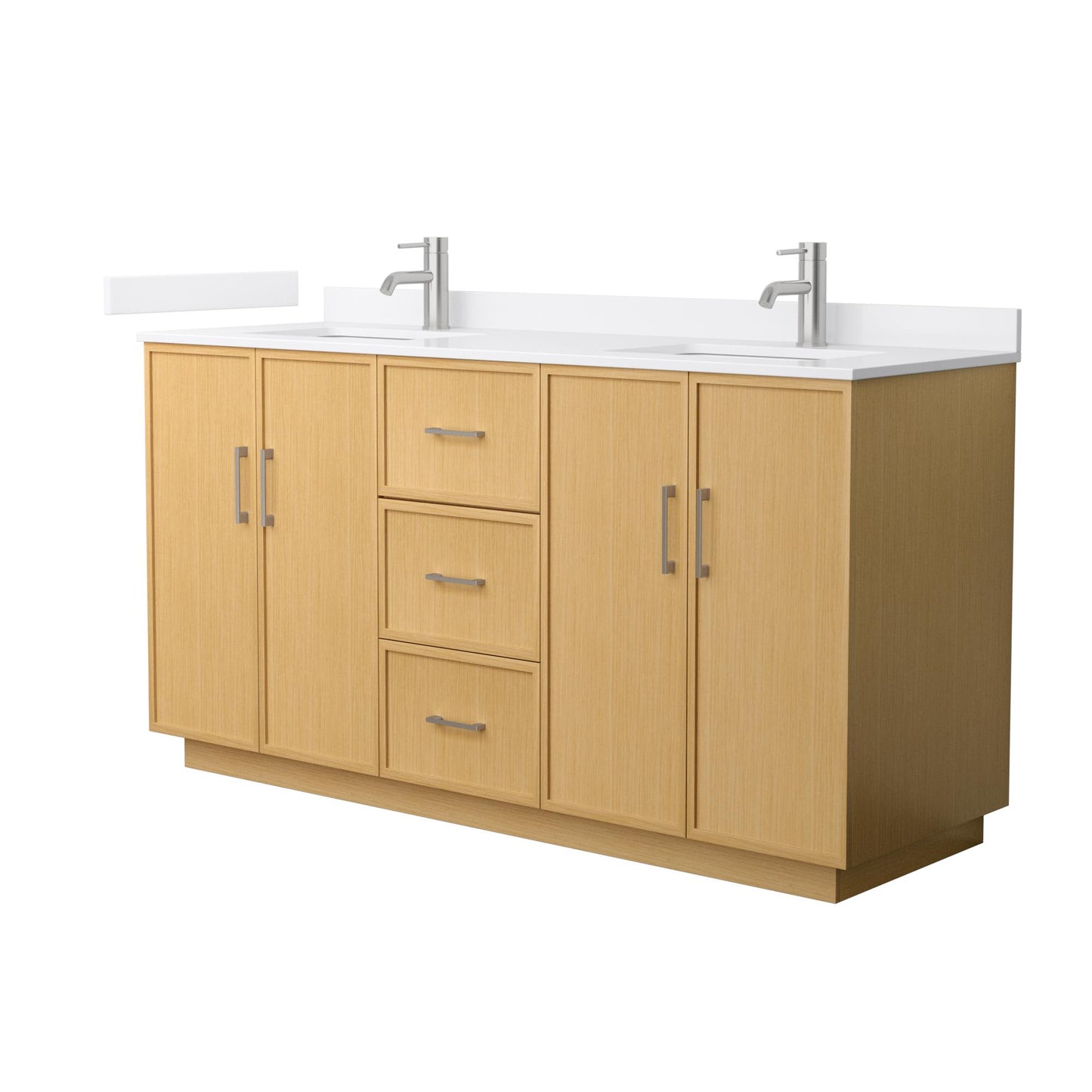 Elan TK Bathroom Vanity with Countertop 66 inch Double Sink Single hole Faucet Setup