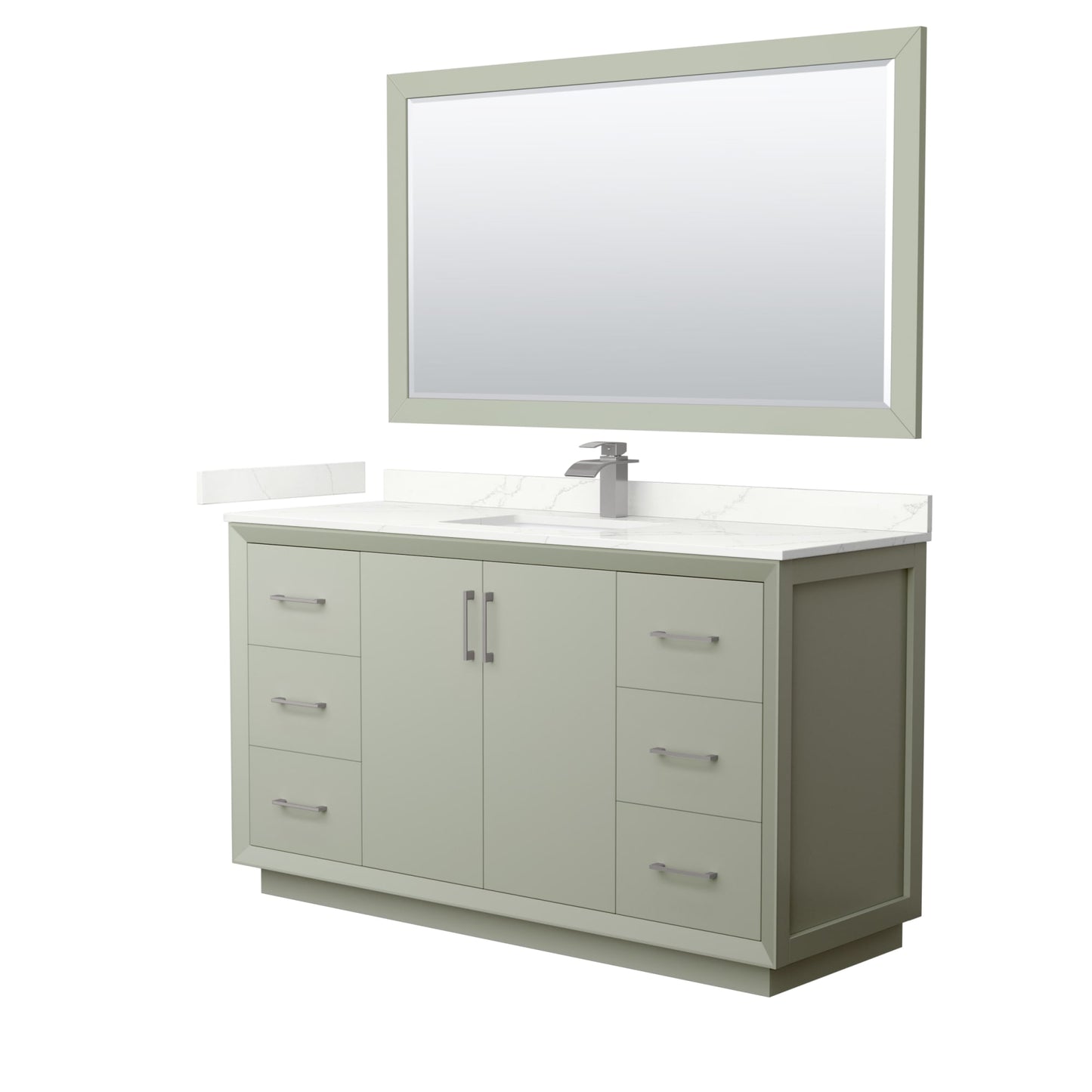 Strada Bathroom Vanity with Countertop 60 inch Single Sink Single hole Faucet Setup