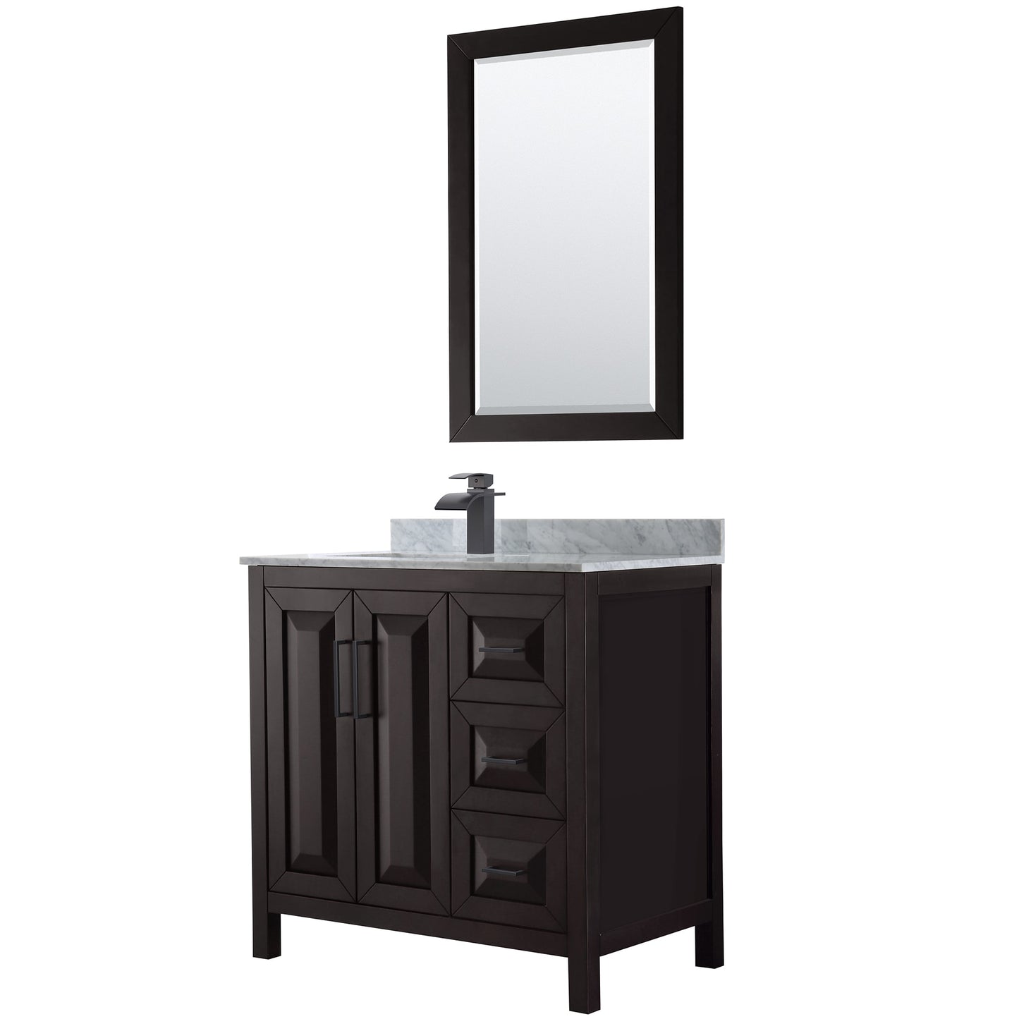 Daria Bathroom Vanity with Countertop 36 inch Single Sink Single hole Faucet Setup