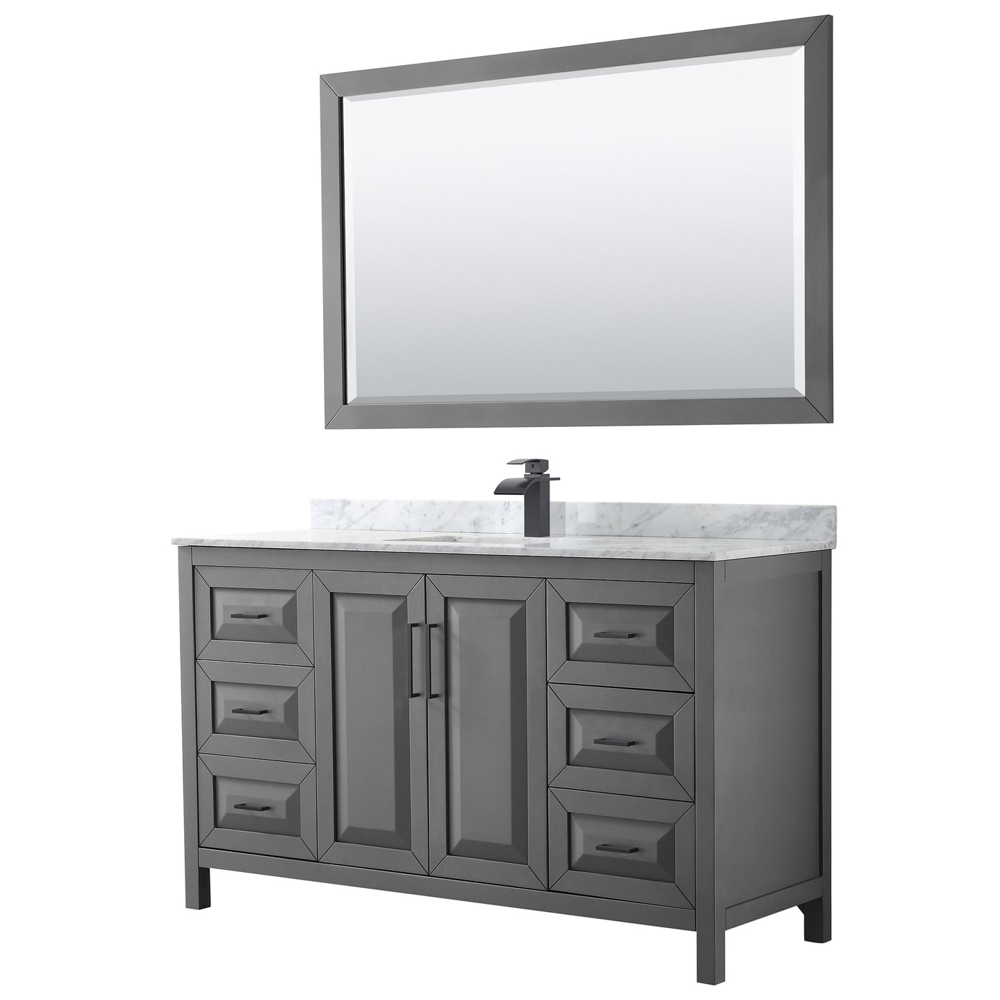 Daria Bathroom Vanity with Countertop 60 inch Single Sink Single hole Faucet Setup