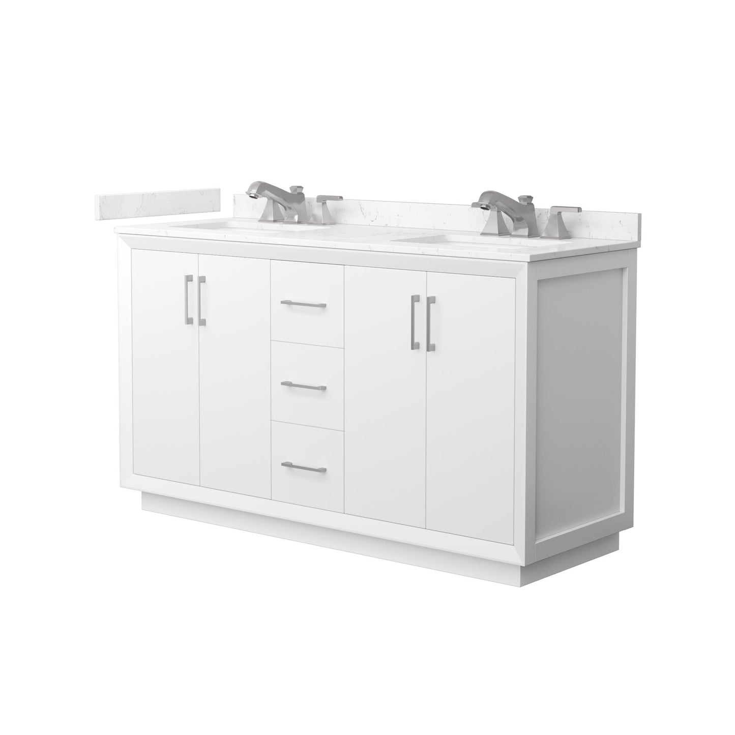 Strada Bathroom Vanity with Countertop 60 inch Double Sink 3-hole Faucet Setup