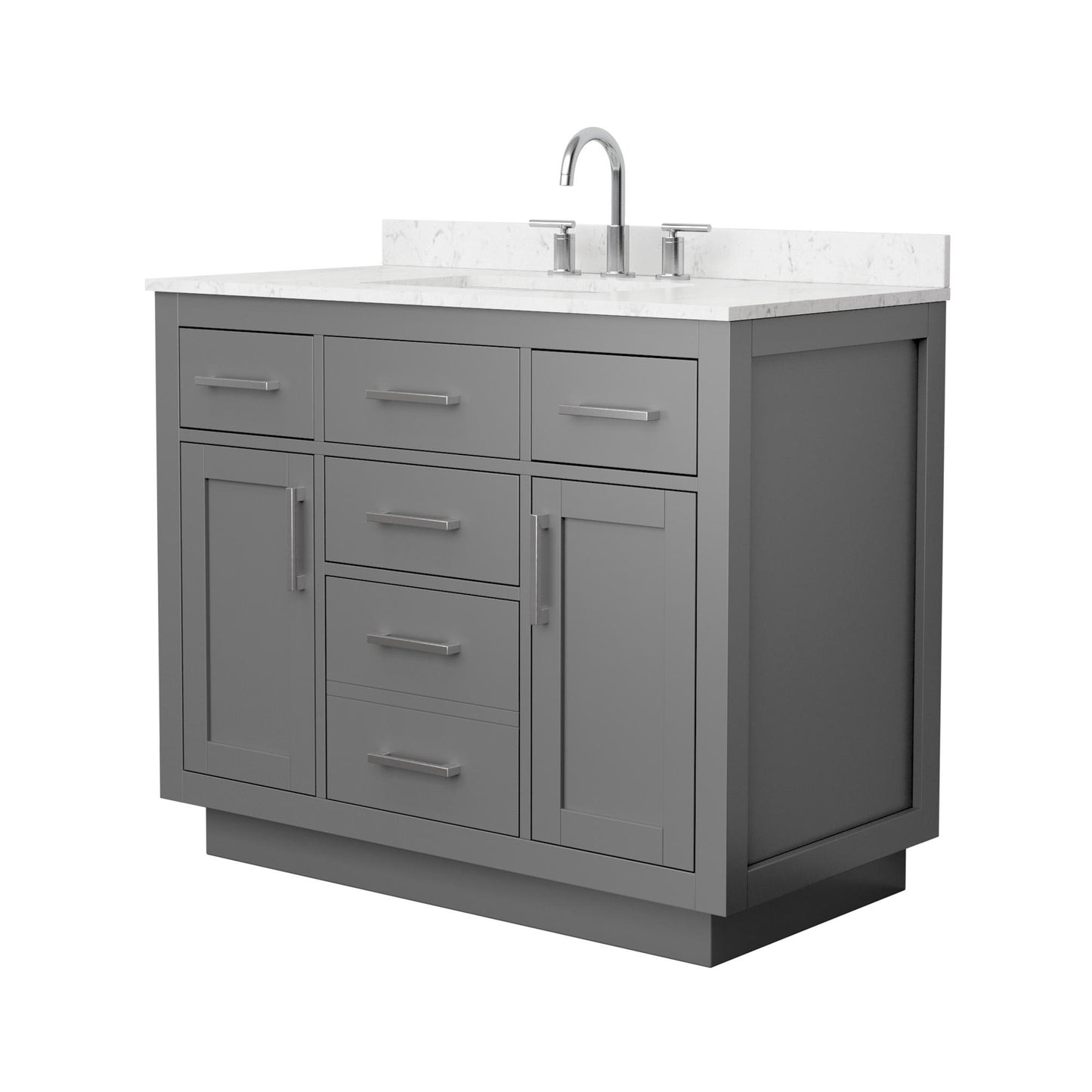 Beckett TK Bathroom Vanity with Countertop 42 inch Single Sink 3-hole Faucet Setup