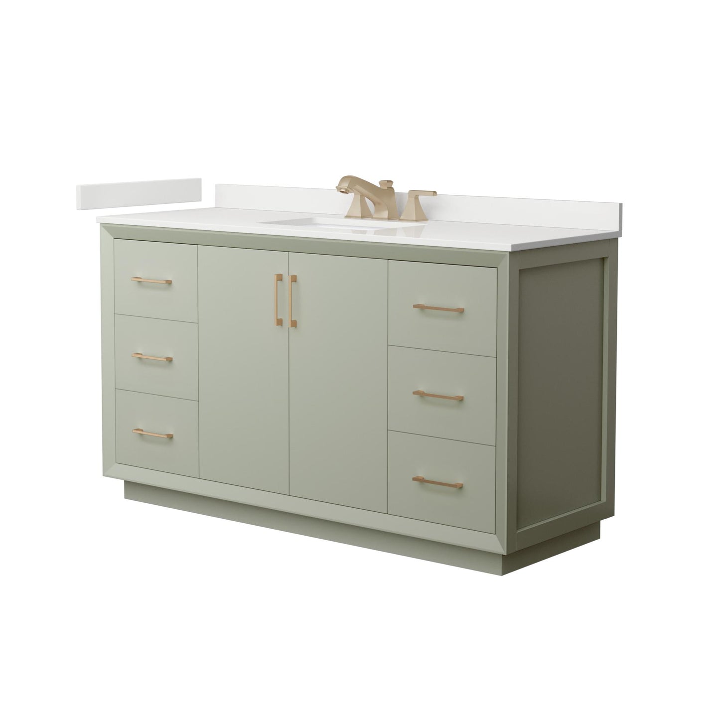 Strada Bathroom Vanity with Countertop 60 inch Single Sink 3-hole Faucet Setup