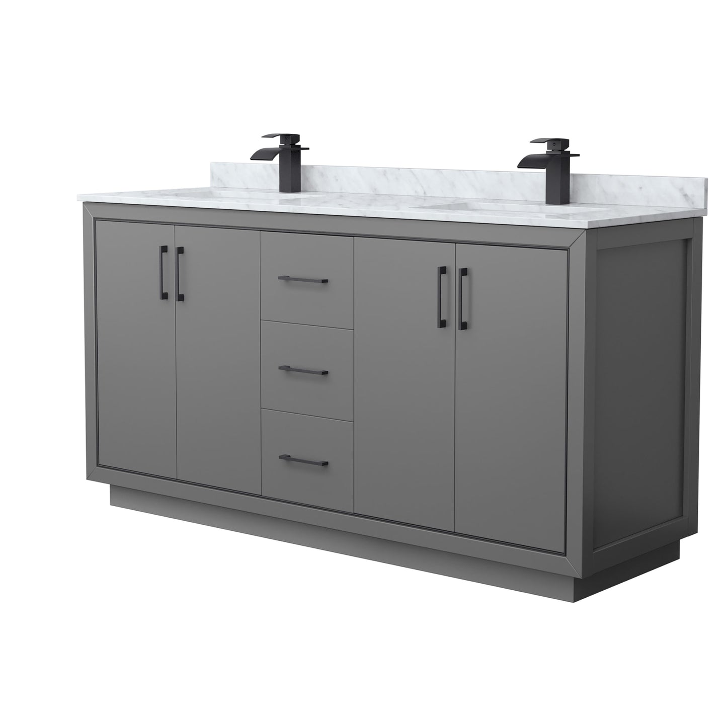 Icon Bathroom Vanity with Countertop 66 inch Double Sink Single hole Faucet Setup