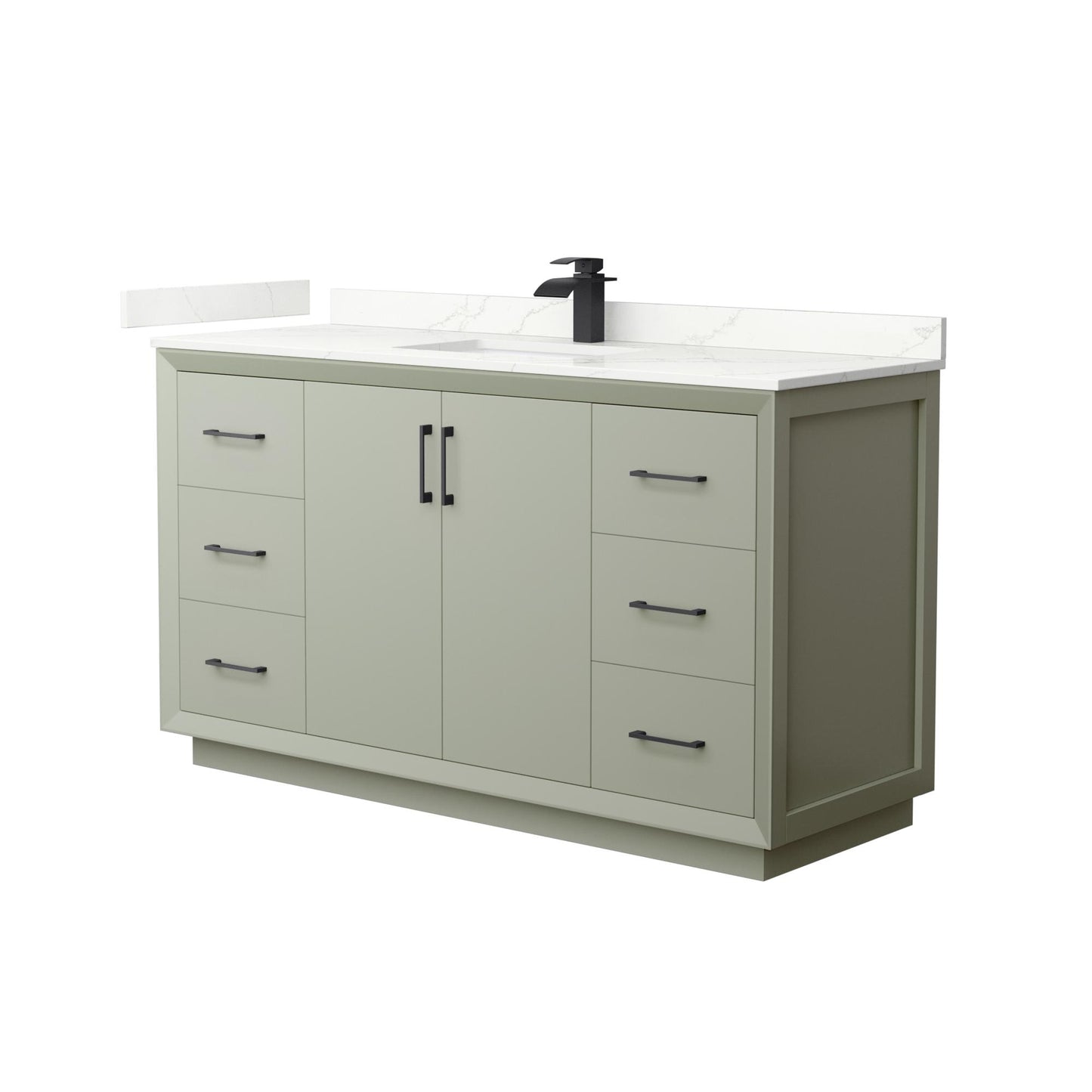Strada Bathroom Vanity with Countertop 60 inch Single Sink Single hole Faucet Setup