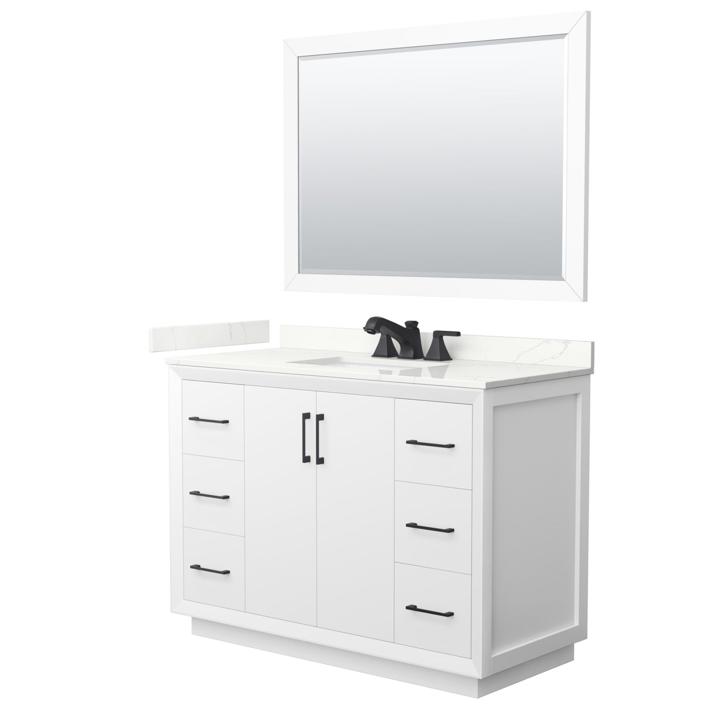 Strada Bathroom Vanity with Countertop 48 inch Single Sink 3-hole Faucet Setup