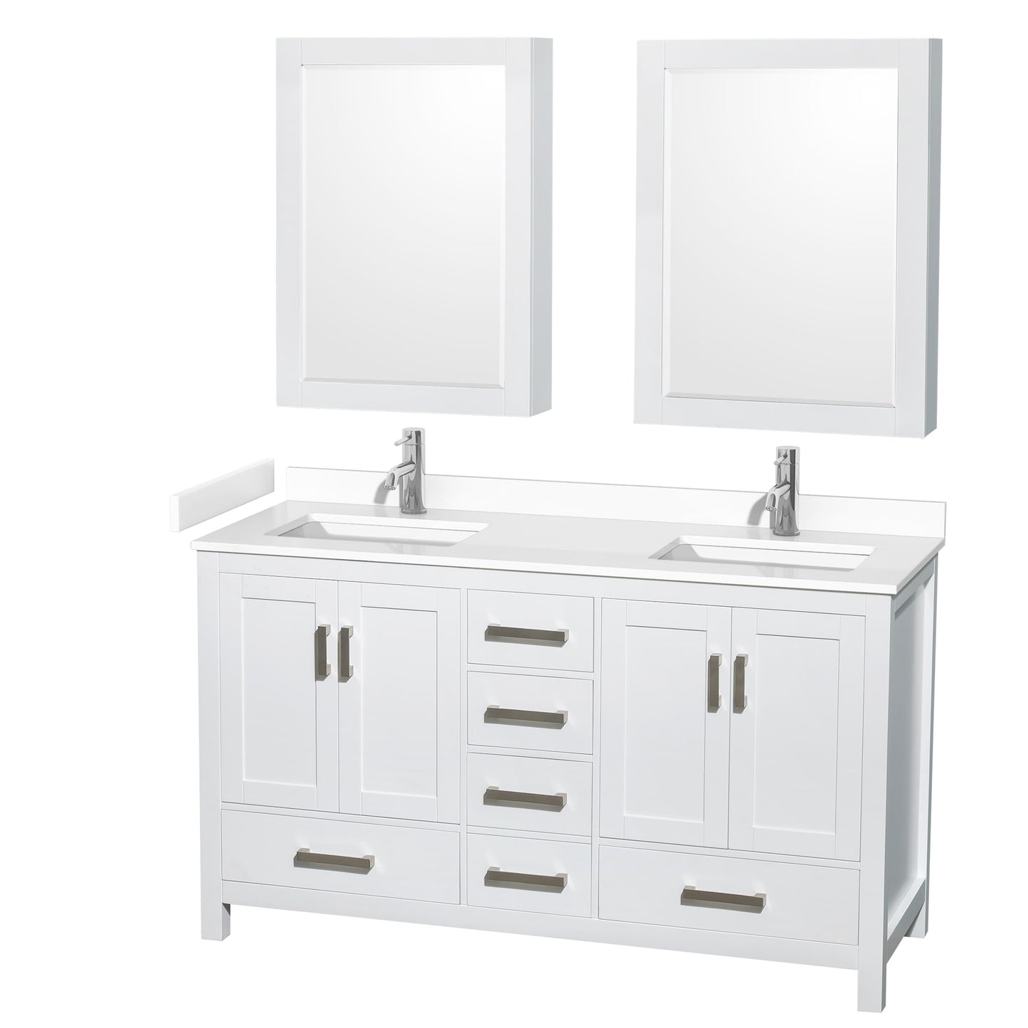 Sheffield Bathroom Vanity with Countertop 60 inch Double Sink Single hole Faucet Setup