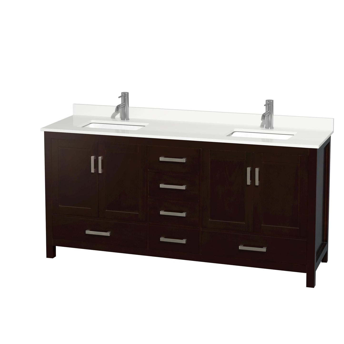 Sheffield Bathroom Vanity with Countertop 72 inch Double Sink Single hole Faucet Setup