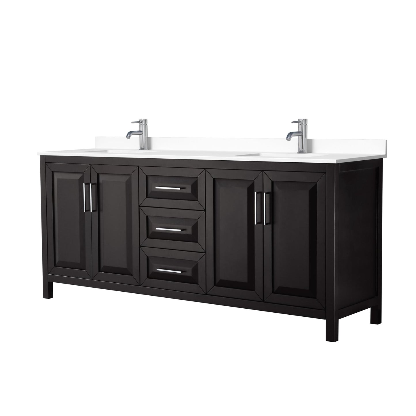 Daria Bathroom Vanity with Countertop 80 inch Double Sink Single hole Faucet Setup