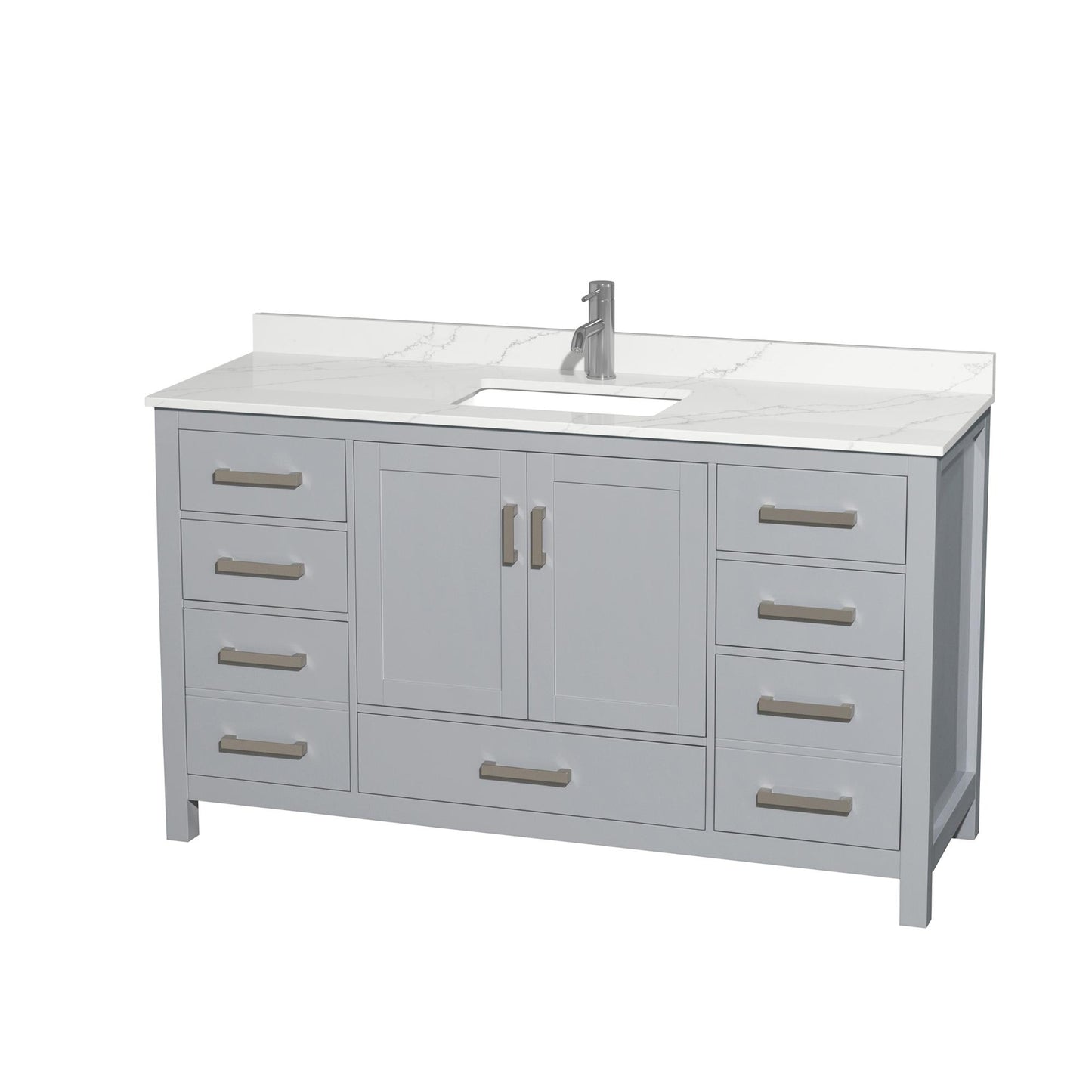 Sheffield Bathroom Vanity with Countertop 60 inch Single Sink Single hole Faucet Setup