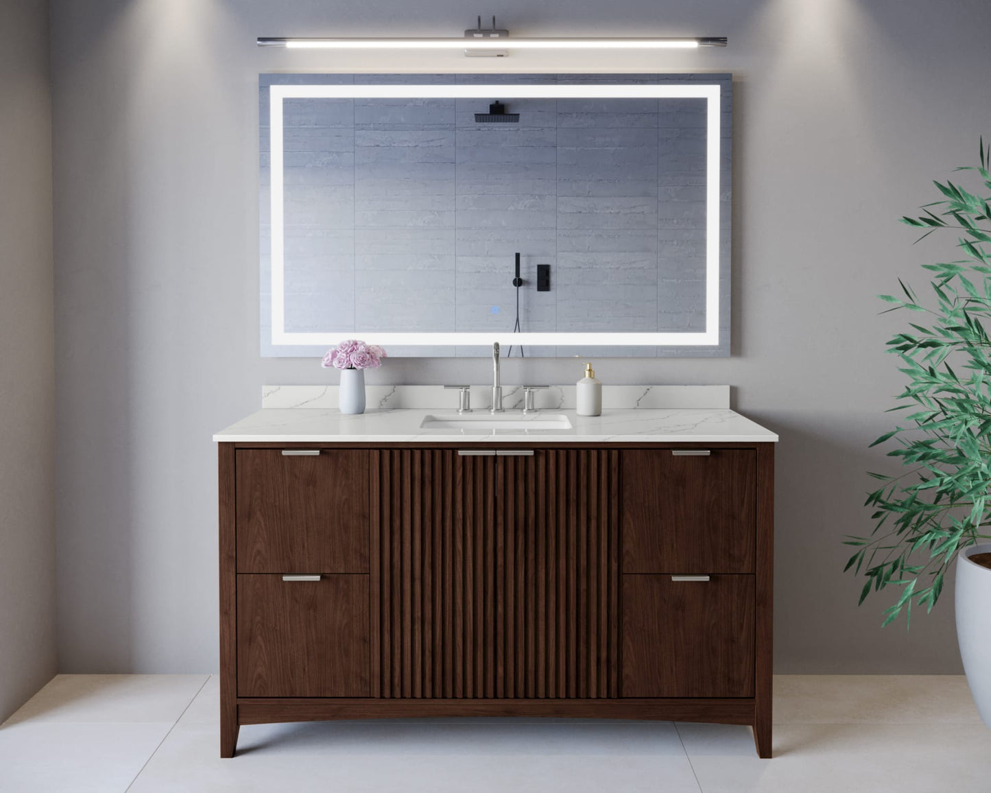 Palmilla Bathroom Vanity with Countertop 60 inch Single Sink 3-hole Faucet Setup