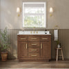 Custom image for Dark Oak with Brushed Gold Trim / Carrara Cultured Marble / No Mirror
