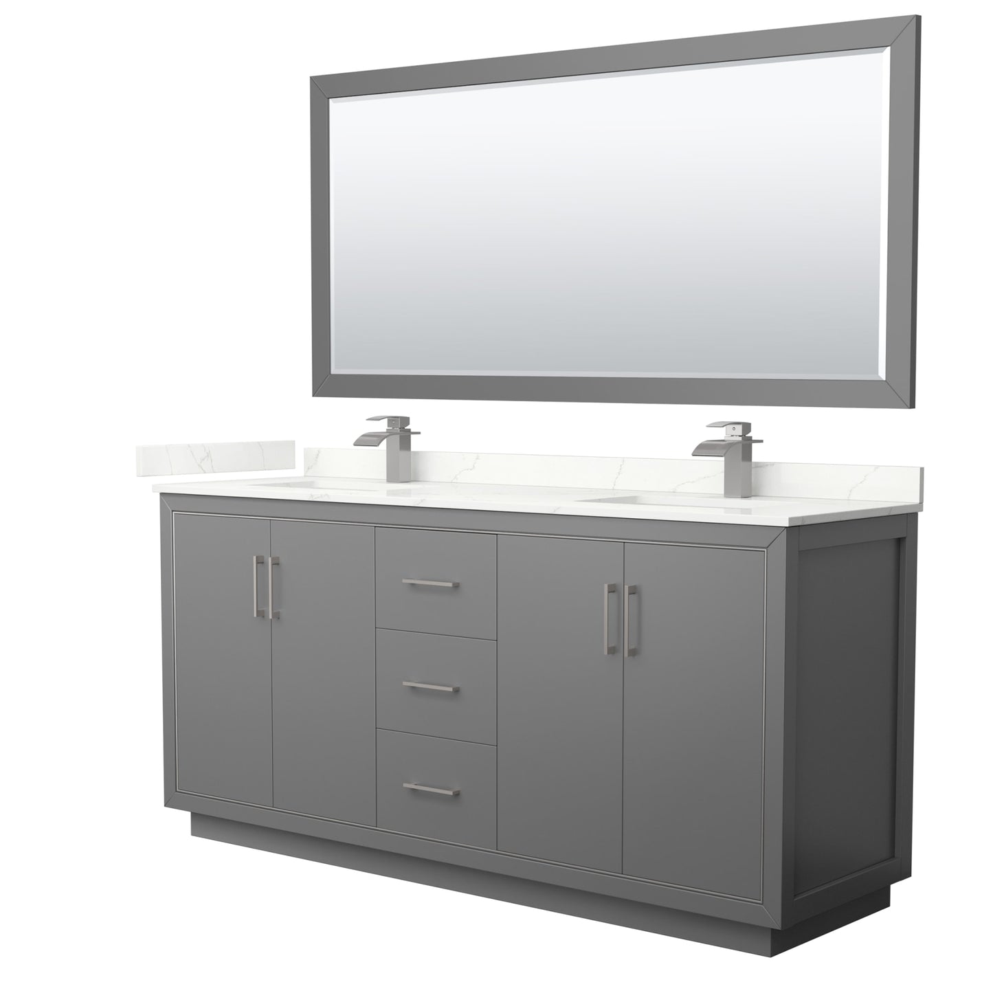 Icon Bathroom Vanity with Countertop 72 inch Double Sink Single hole Faucet Setup