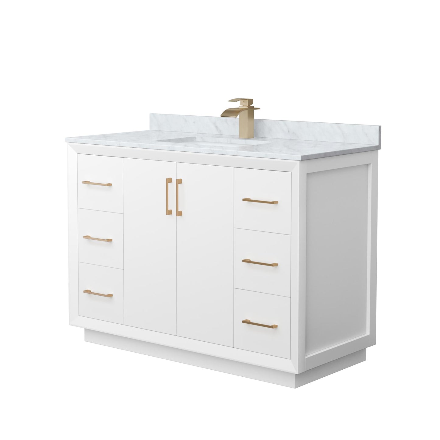 Strada Bathroom Vanity with Countertop 48 inch Single Sink Single hole Faucet Setup