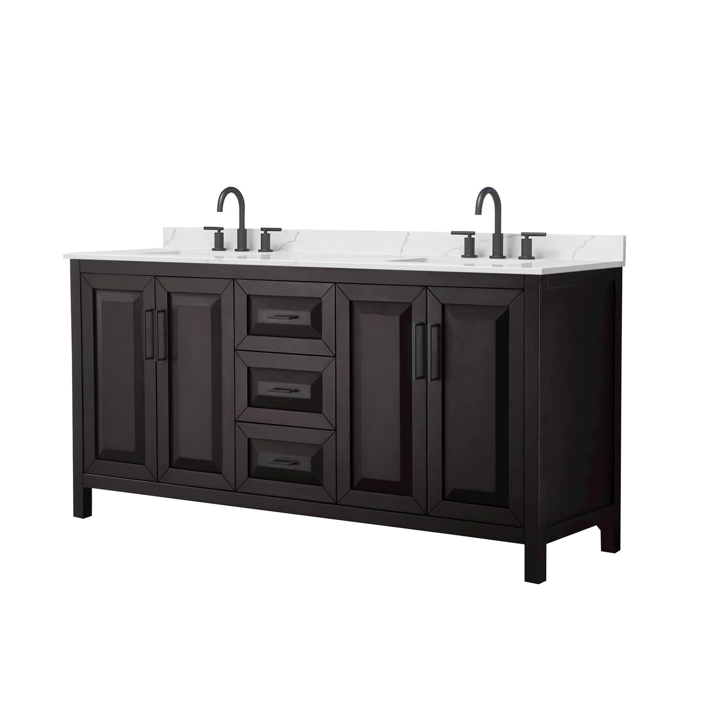 Daria Bathroom Vanity with Countertop 72 inch Double Sink 3-hole Faucet Setup