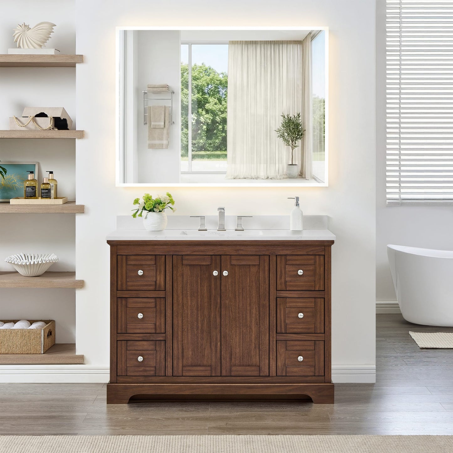 Avery Bathroom Vanity with Countertop 48 inch Single Sink 3-hole Faucet Setup