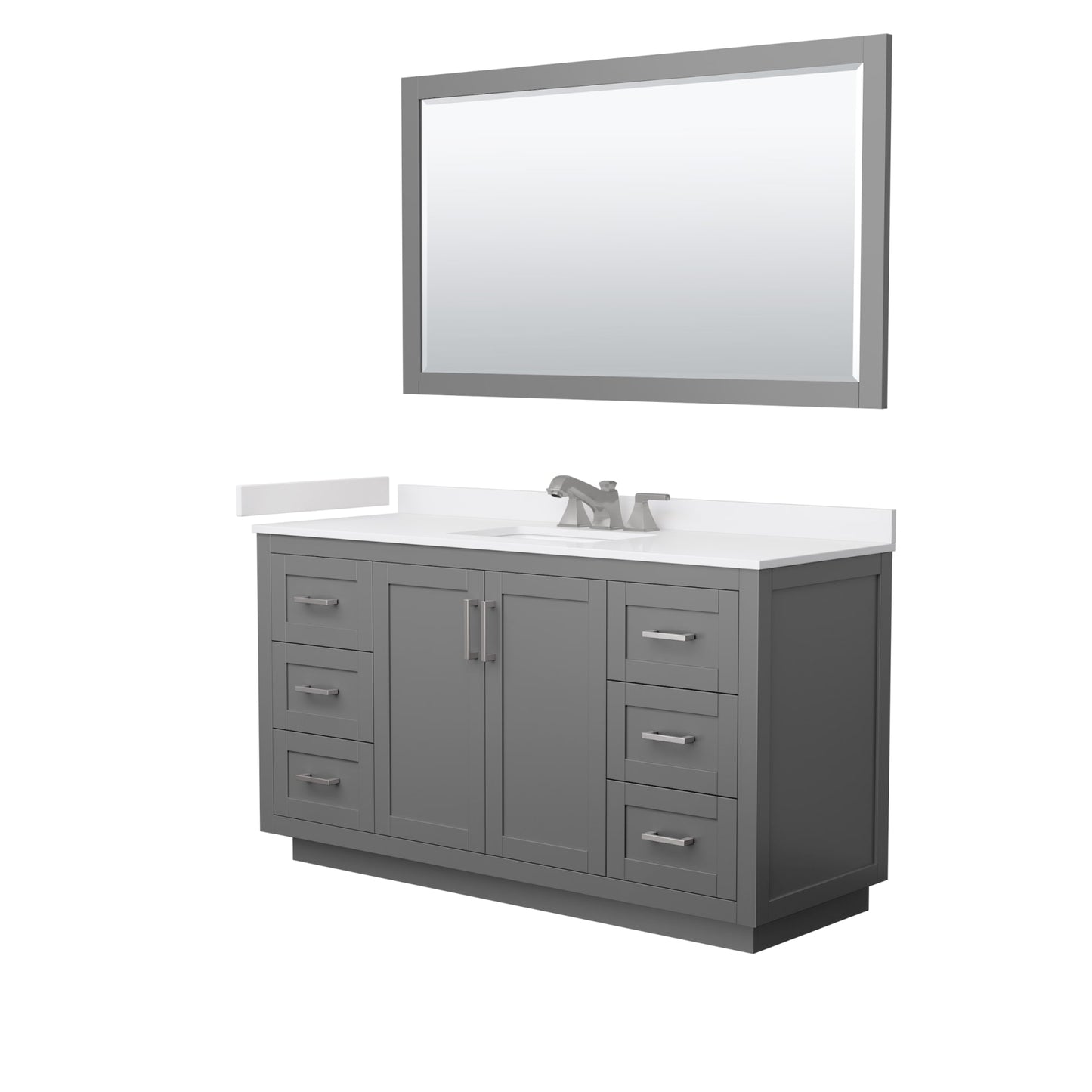 Miranda Bathroom Vanity with Countertop 60 inch Single Sink 3-hole Faucet Setup