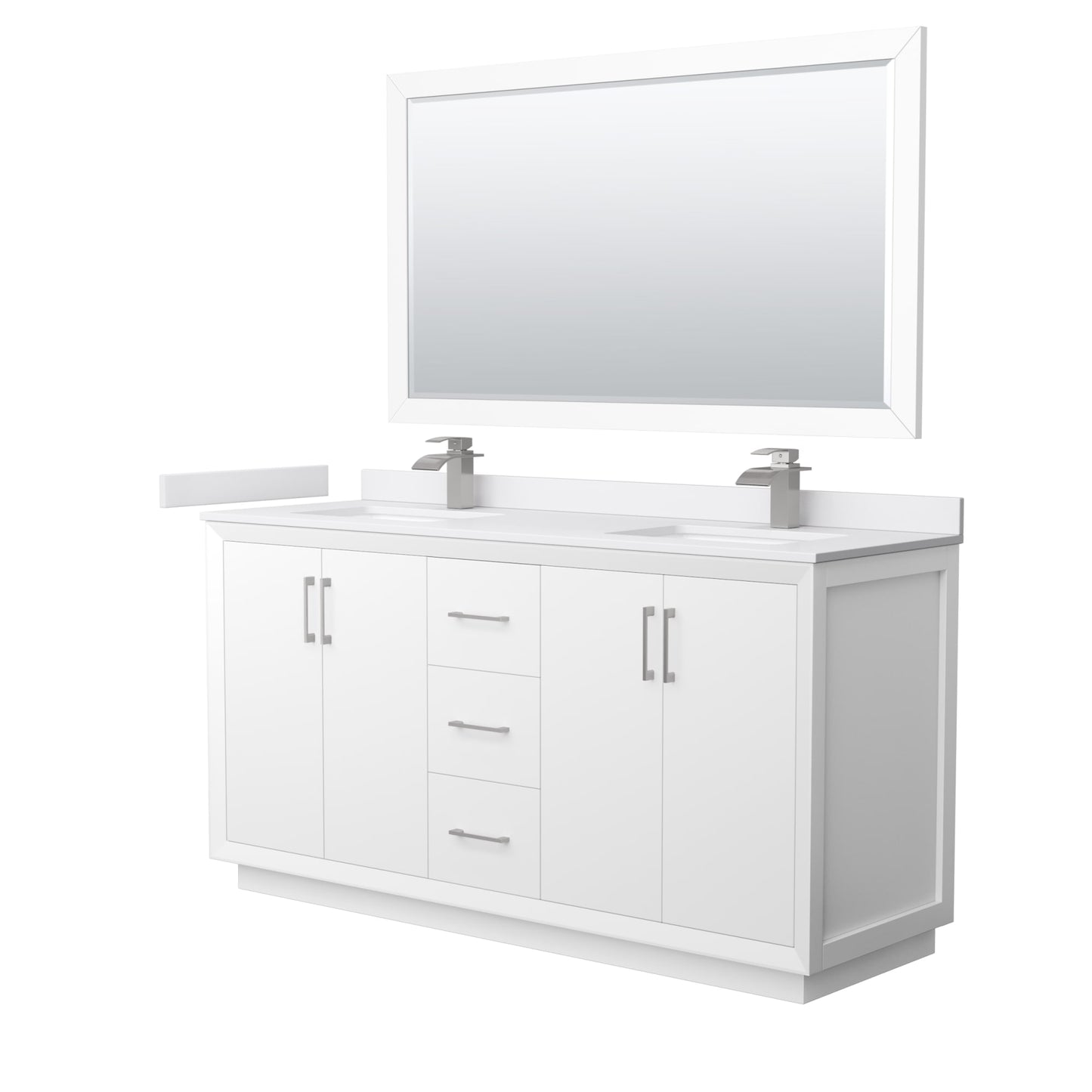 Strada Bathroom Vanity with Countertop 66 inch Double Sink Single hole Faucet Setup