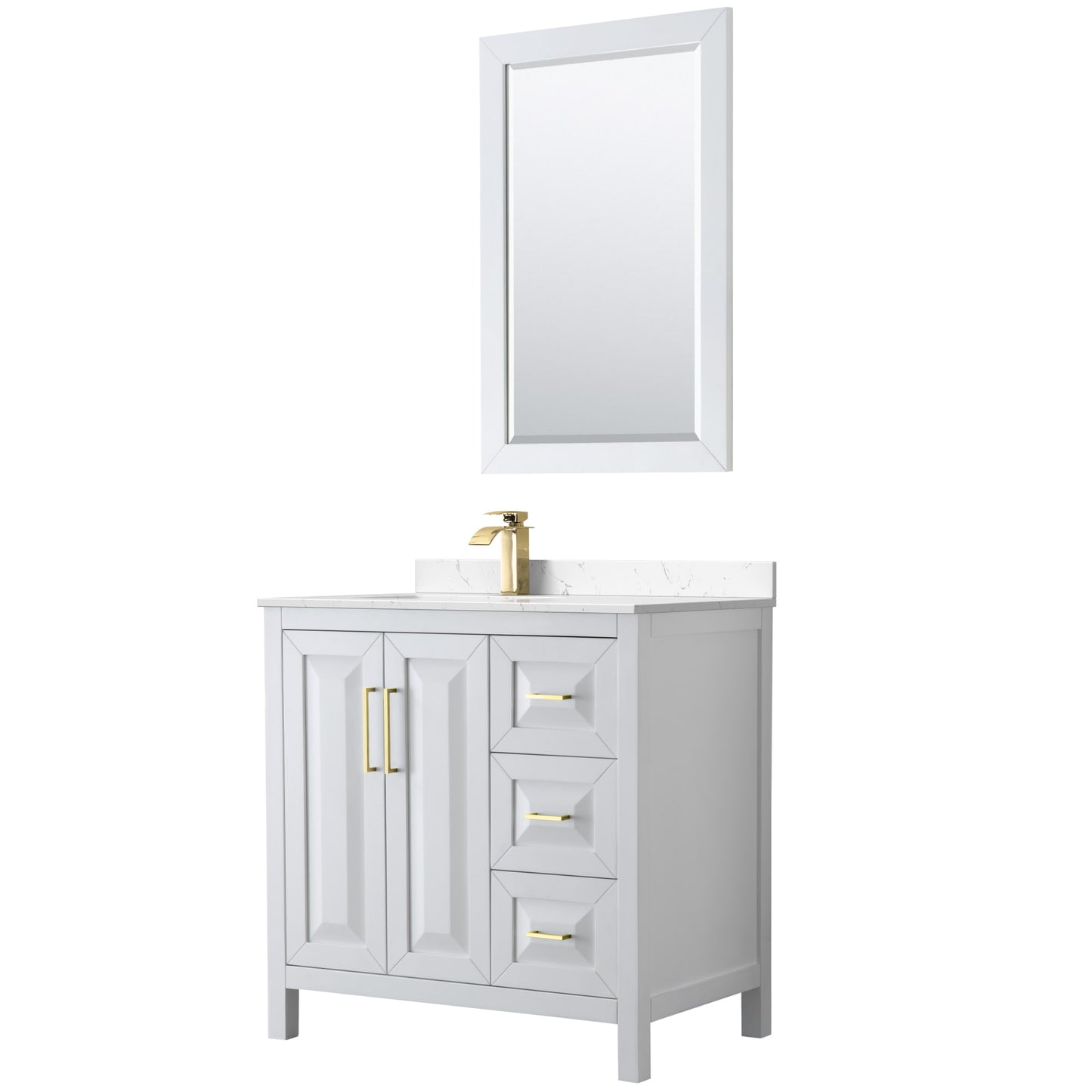 Daria Bathroom Vanity with Countertop 36 inch Single Sink Single hole Faucet Setup