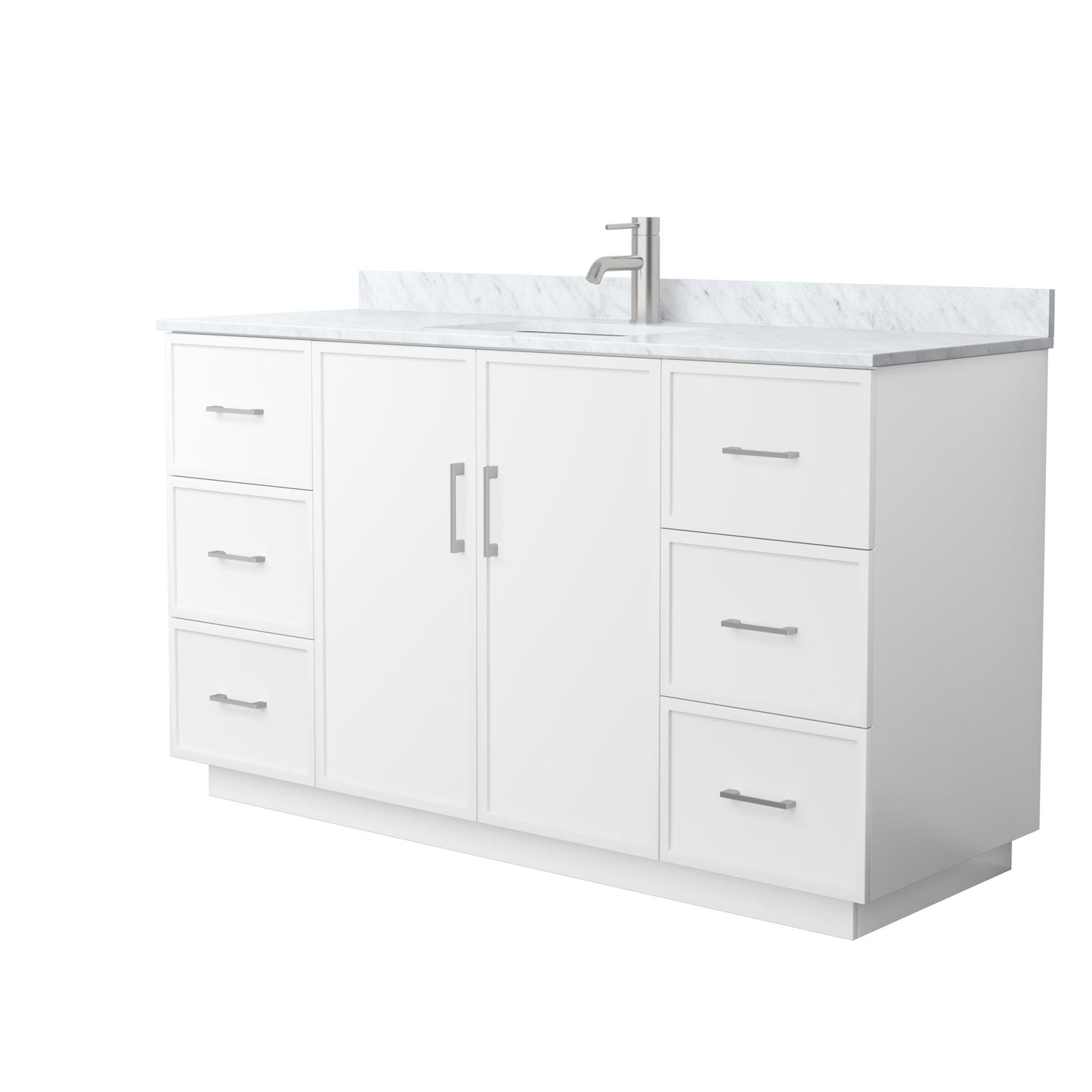 Elan TK Bathroom Vanity with Countertop 60 inch Single Sink Single hole Faucet Setup