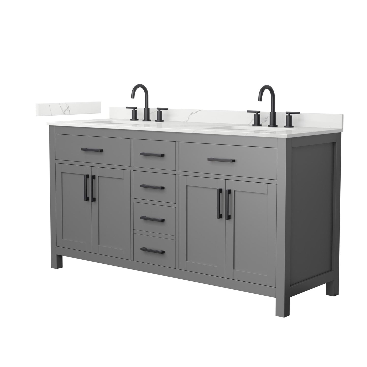 Beckett Bathroom Vanity with Countertop 66 inch Double Sink 3-hole Faucet Setup