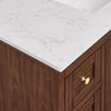 Custom image for Dark Walnut with Brushed Gold Trim / Carrara Cultured Marble / No Mirror