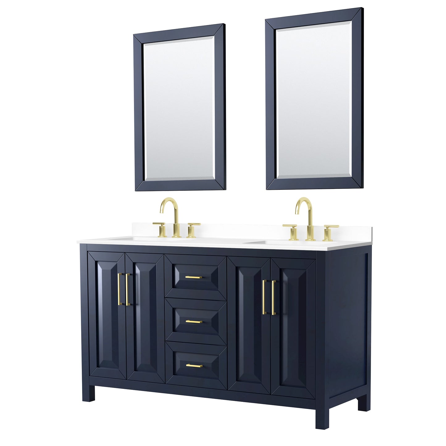 Daria Bathroom Vanity with Countertop 60 inch Double Sink 3-hole Faucet Setup