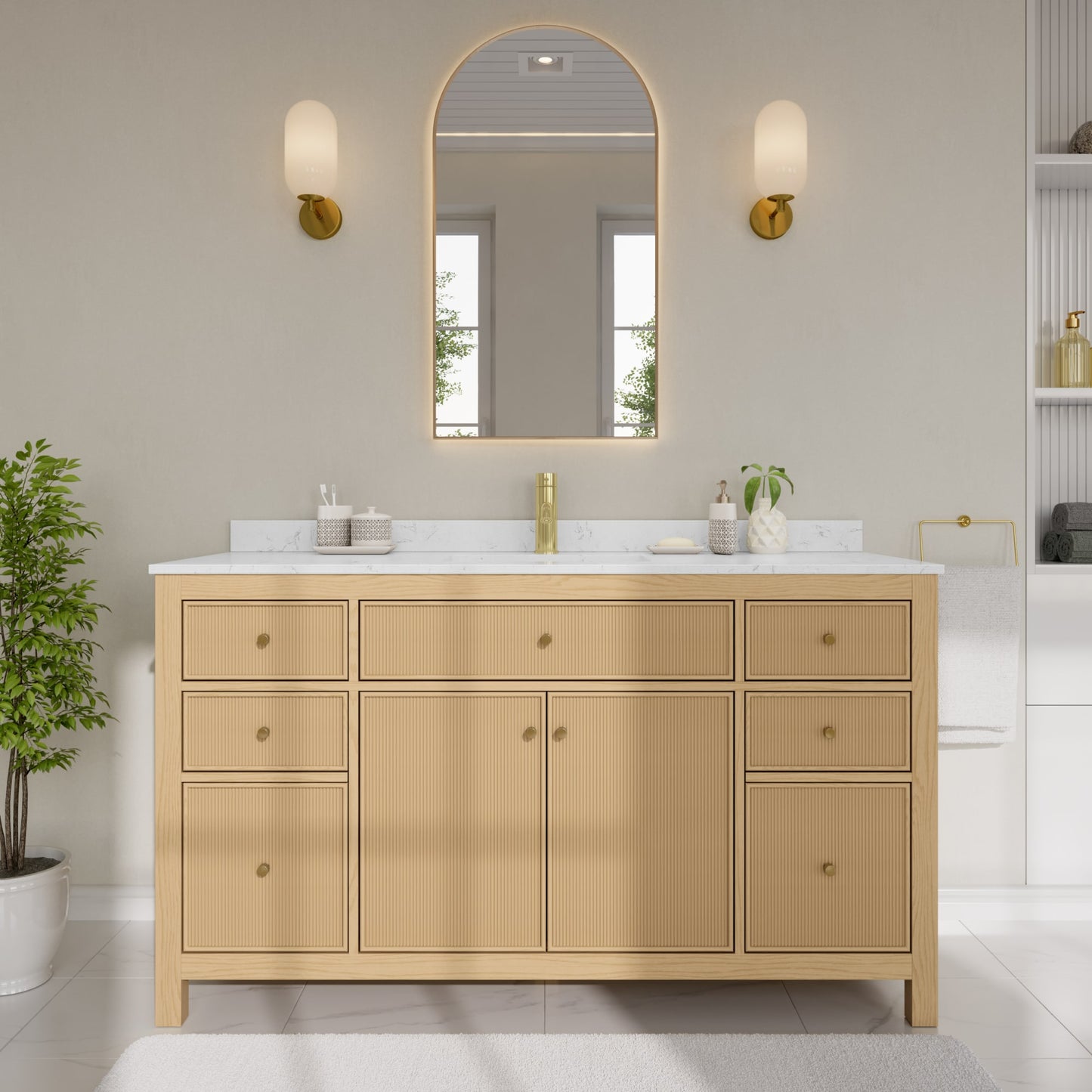 Pendry Bathroom Vanity with Countertop 60 inch Single Sink Single hole Faucet Setup