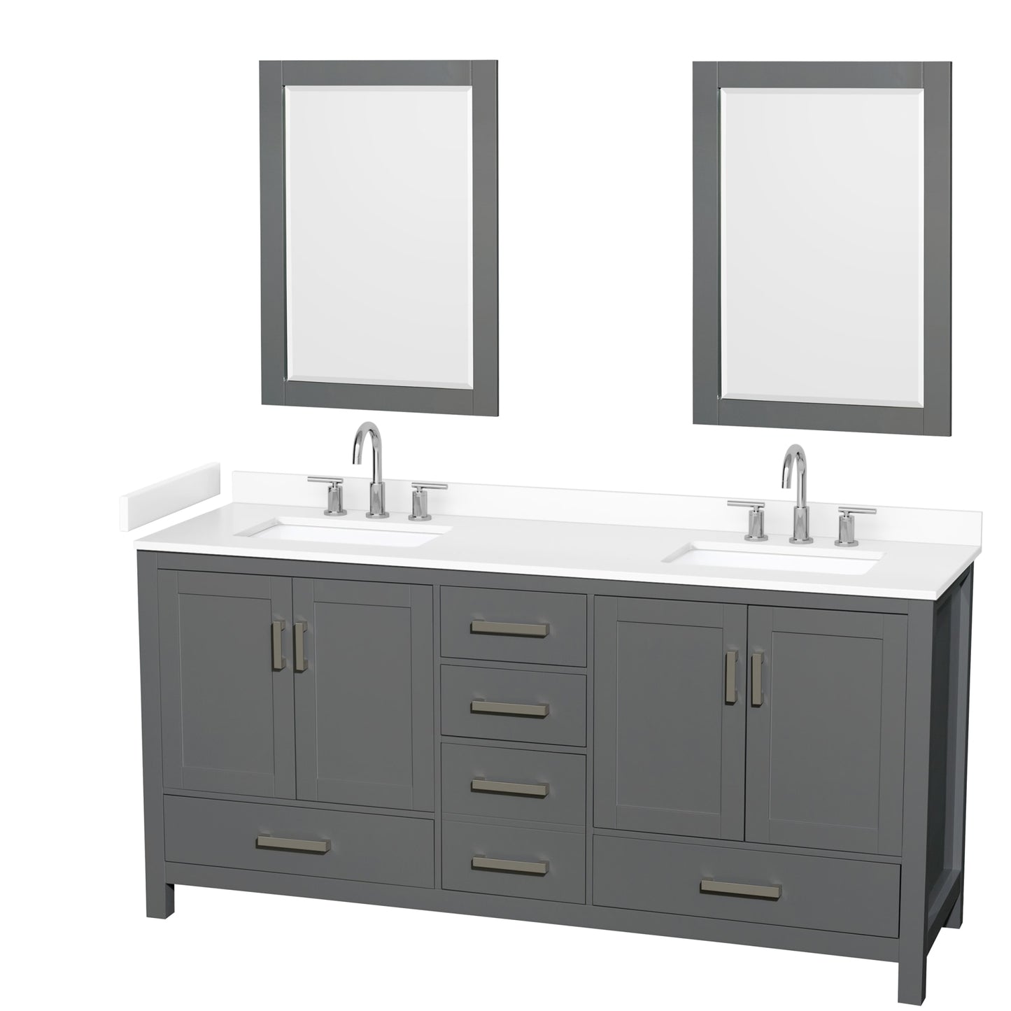 Sheffield Bathroom Vanity with Countertop 72 inch Double Sink 3-hole Faucet Setup