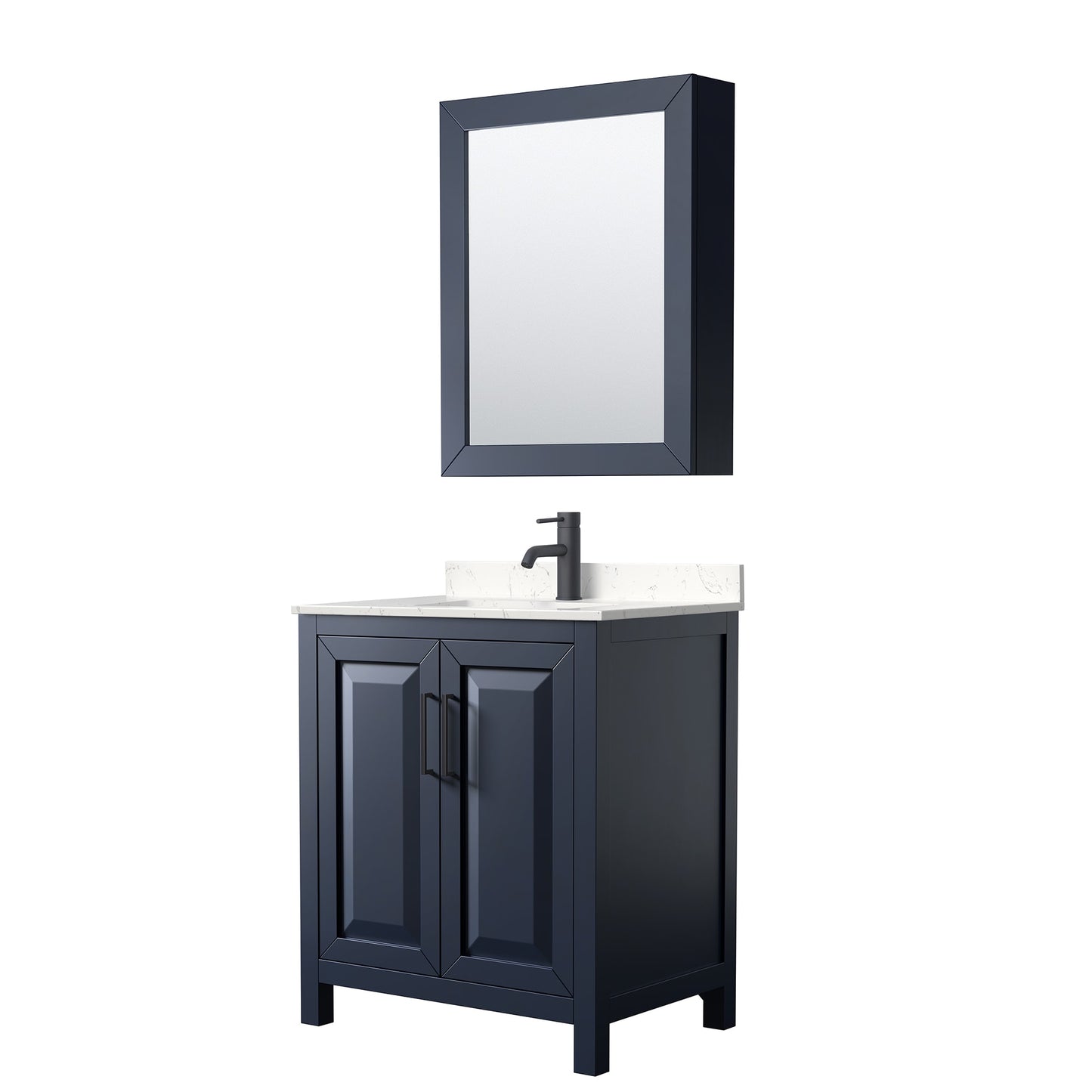 Daria Bathroom Vanity with Countertop 30 inch Single Sink Single hole Faucet Setup