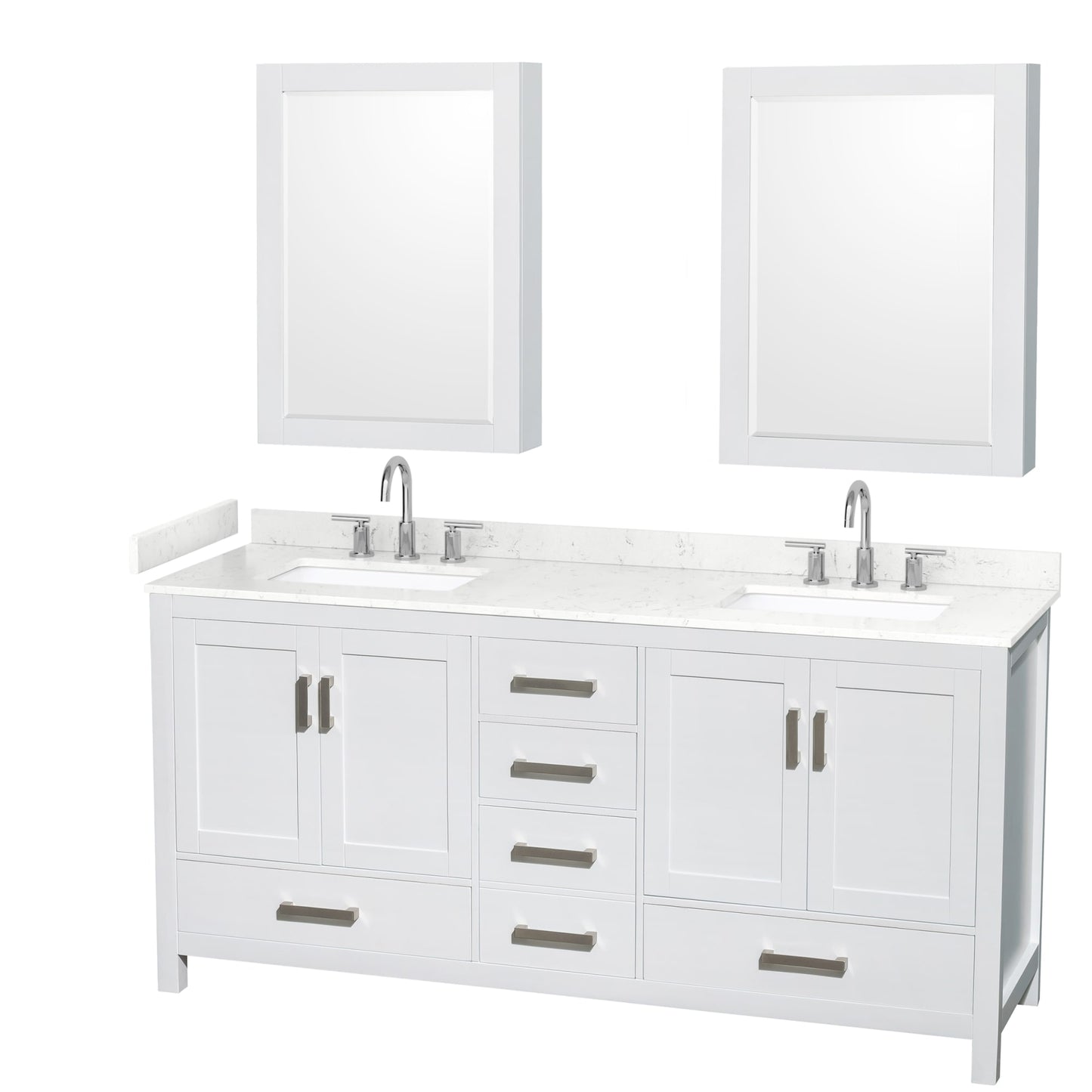 Sheffield Bathroom Vanity with Countertop 72 inch Double Sink 3-hole Faucet Setup