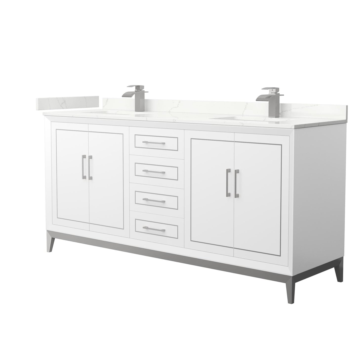 Marlena Bathroom Vanity with Countertop 72 inch Double Sink Single hole Faucet Setup