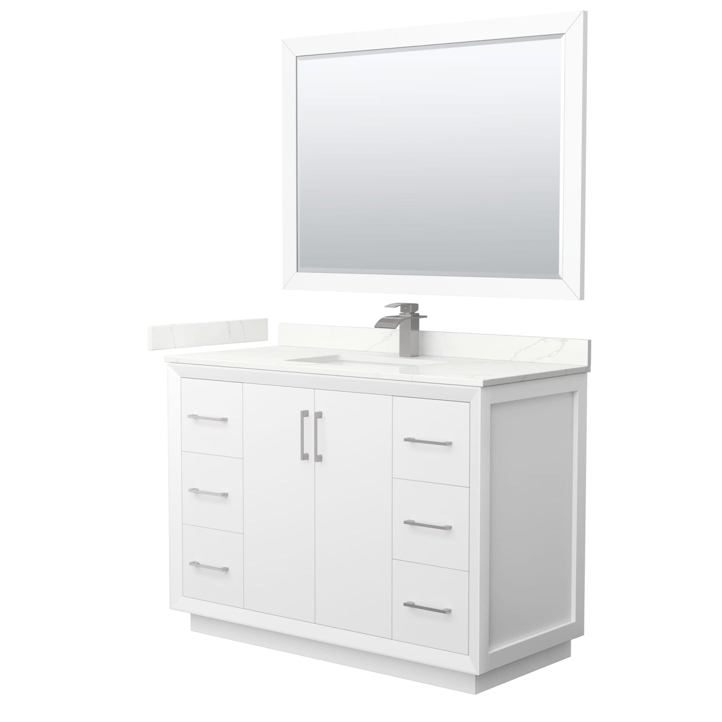 Strada Bathroom Vanity with Countertop 48 inch Single Sink Single hole Faucet Setup