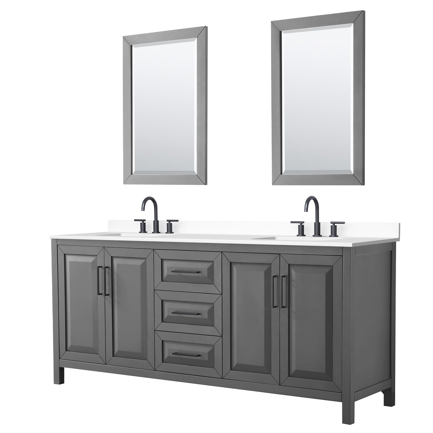 Daria Bathroom Vanity with Countertop 80 inch Double Sink 3-hole Faucet Setup
