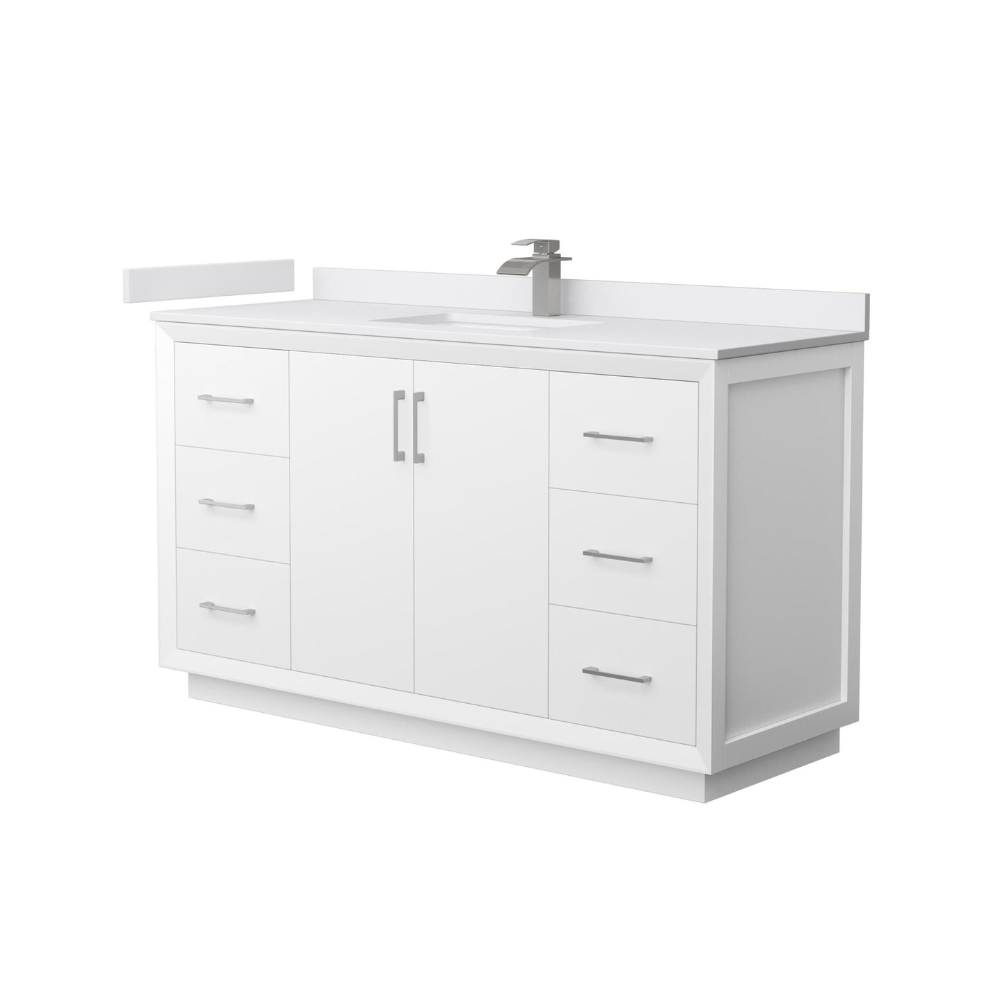 Strada Bathroom Vanity with Countertop 60 inch Single Sink Single hole Faucet Setup