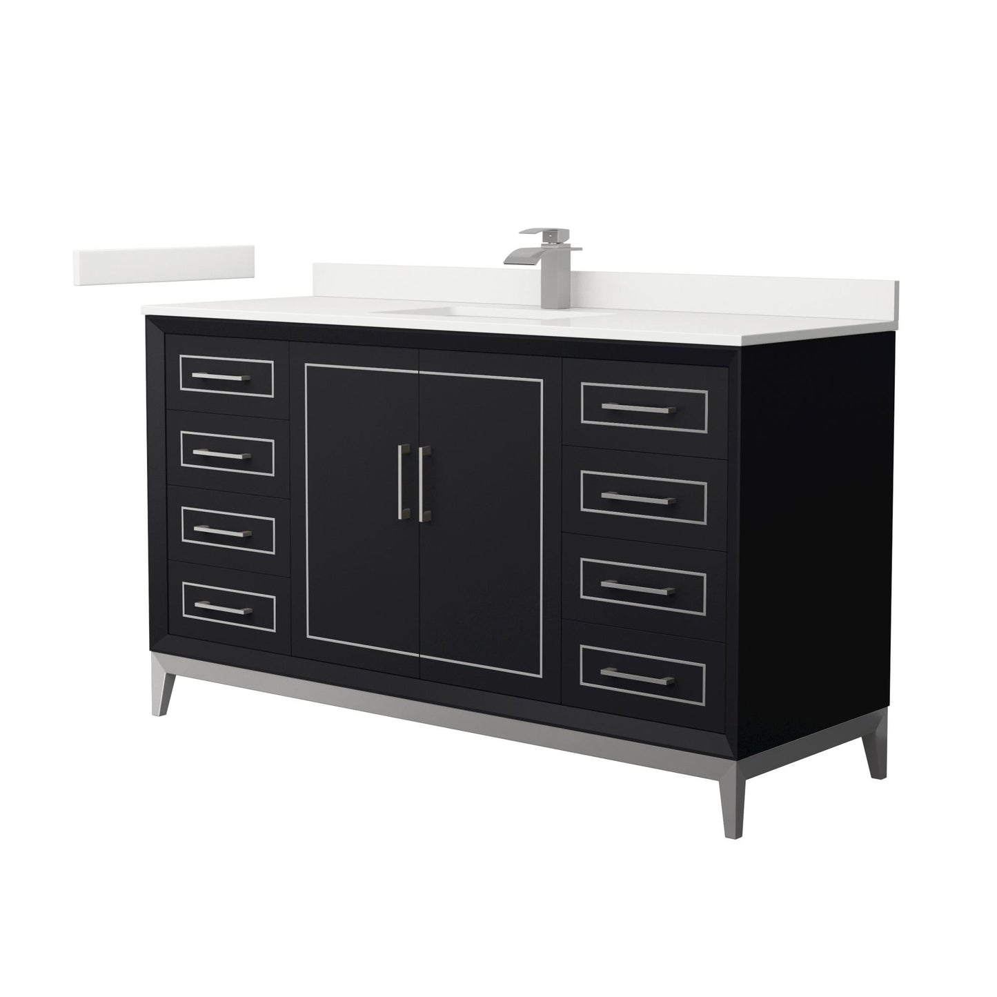 Marlena Bathroom Vanity with Countertop 60 inch Single Sink Single hole Faucet Setup