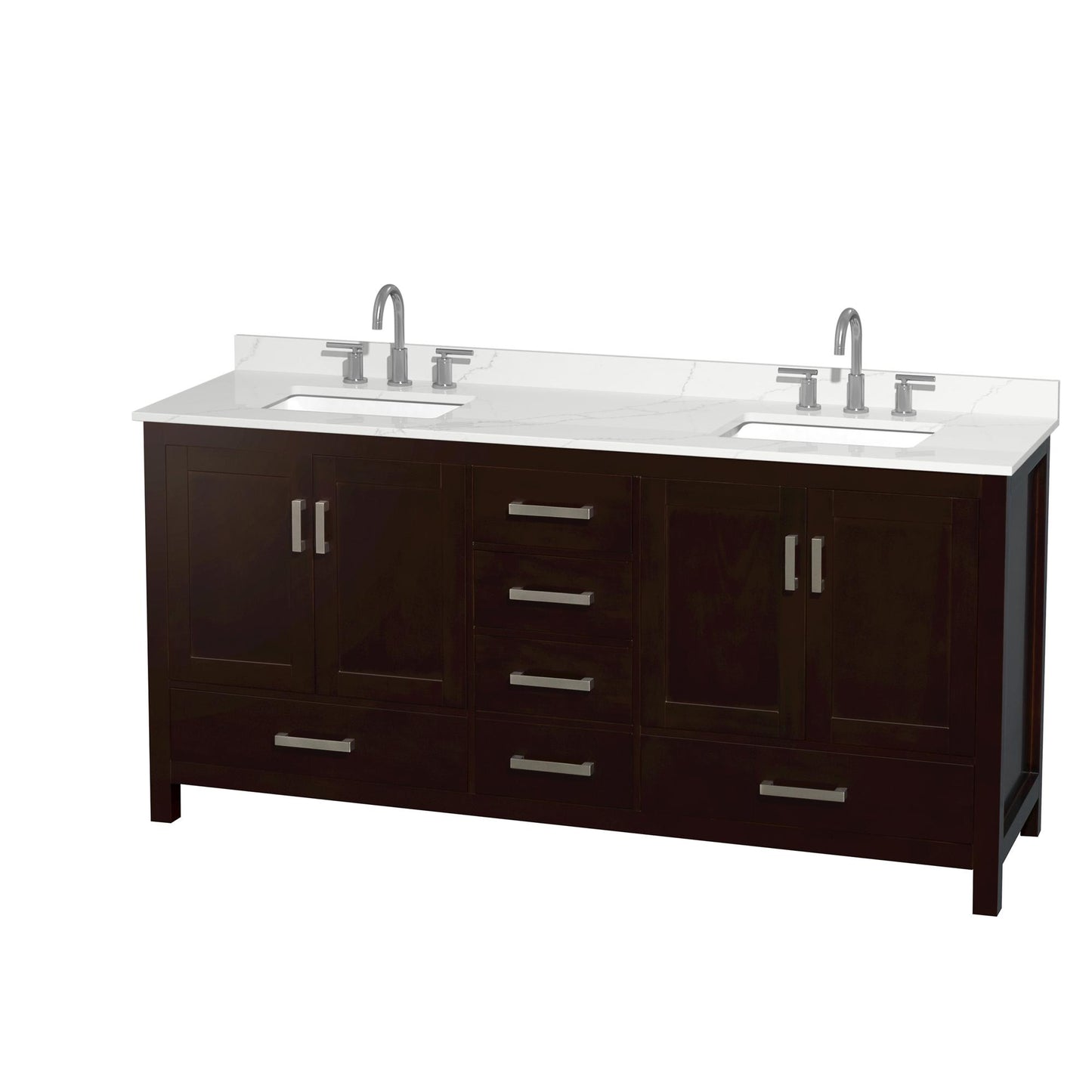 Sheffield Bathroom Vanity with Countertop 72 inch Double Sink 3-hole Faucet Setup