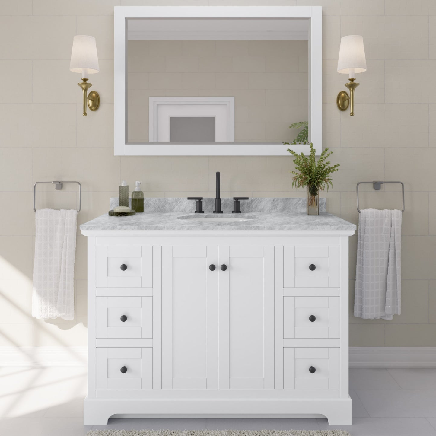 Avery Bathroom Vanity with Countertop 48 inch Single Sink 3-hole Faucet Setup