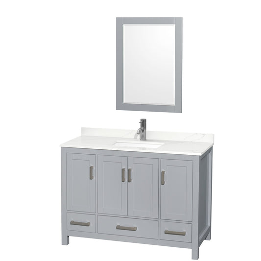 Sheffield Bathroom Vanity with Countertop 48 inch Single Sink Single hole Faucet Setup
