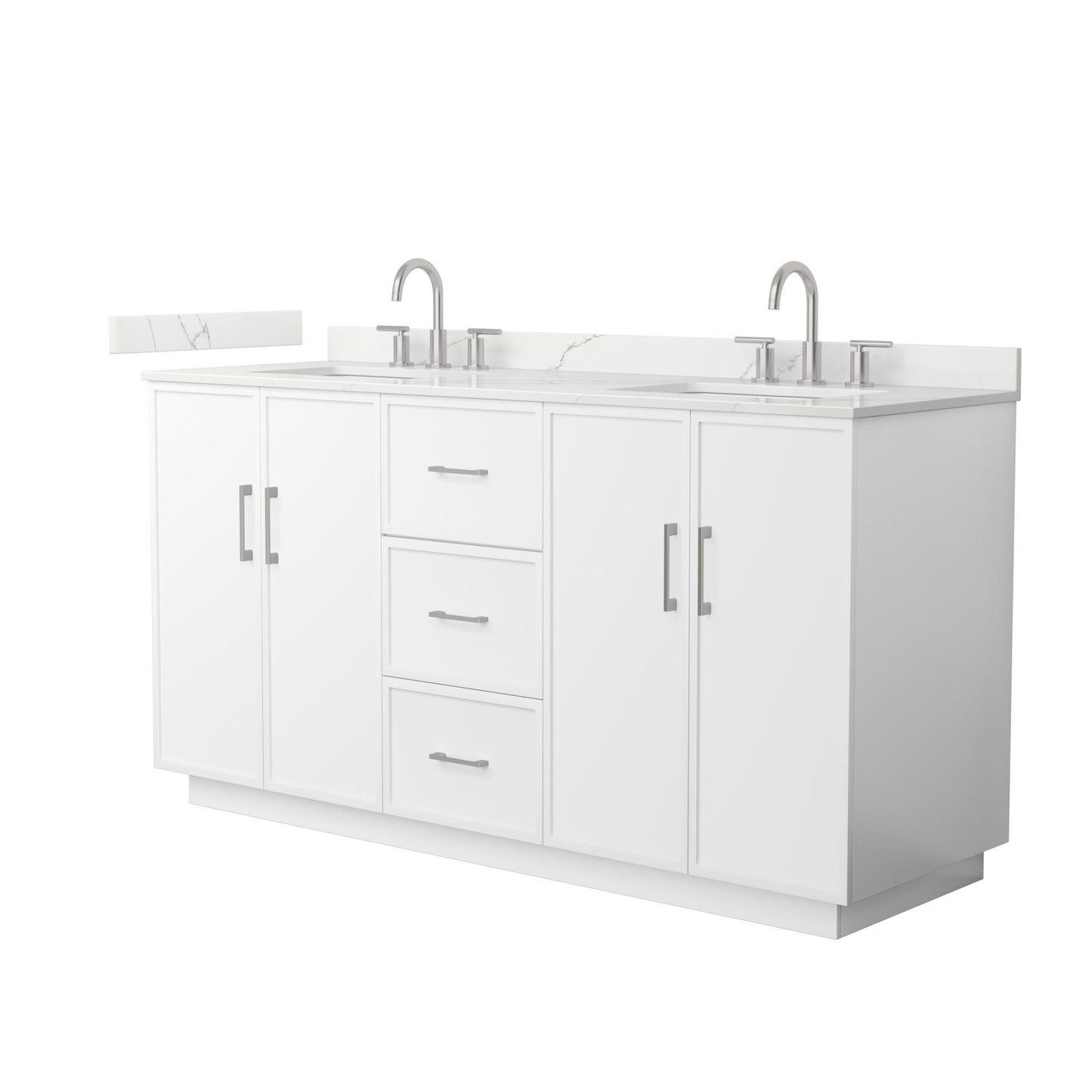 Elan TK Bathroom Vanity with Countertop 66 inch Double Sink 3-hole Faucet Setup