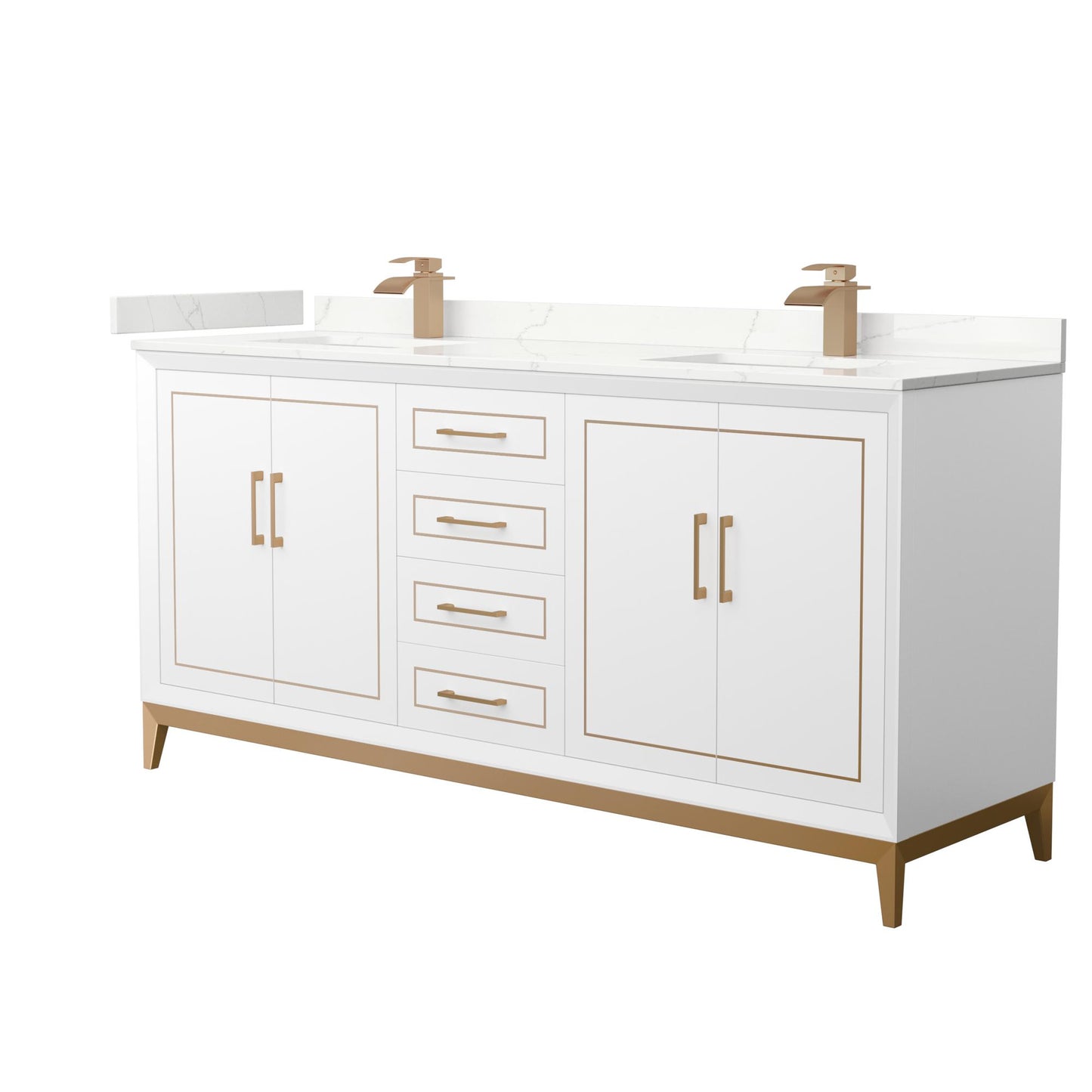 Marlena Bathroom Vanity with Countertop 72 inch Double Sink Single hole Faucet Setup