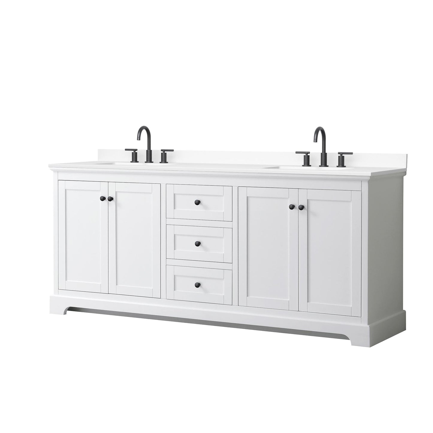 Avery Bathroom Vanity with Countertop 80 inch Double Sink 3-hole Faucet Setup