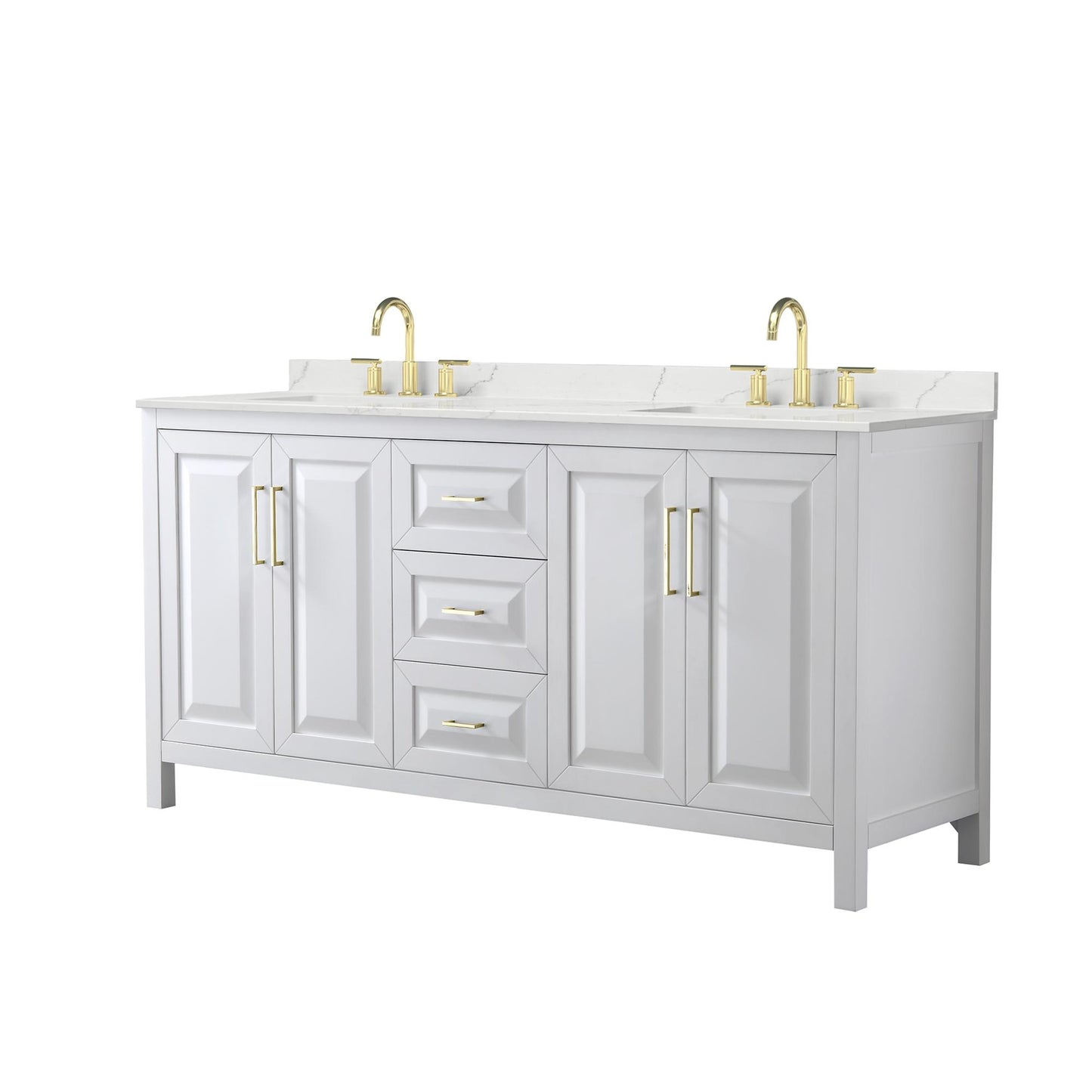 Daria Bathroom Vanity with Countertop 72 inch Double Sink 3-hole Faucet Setup