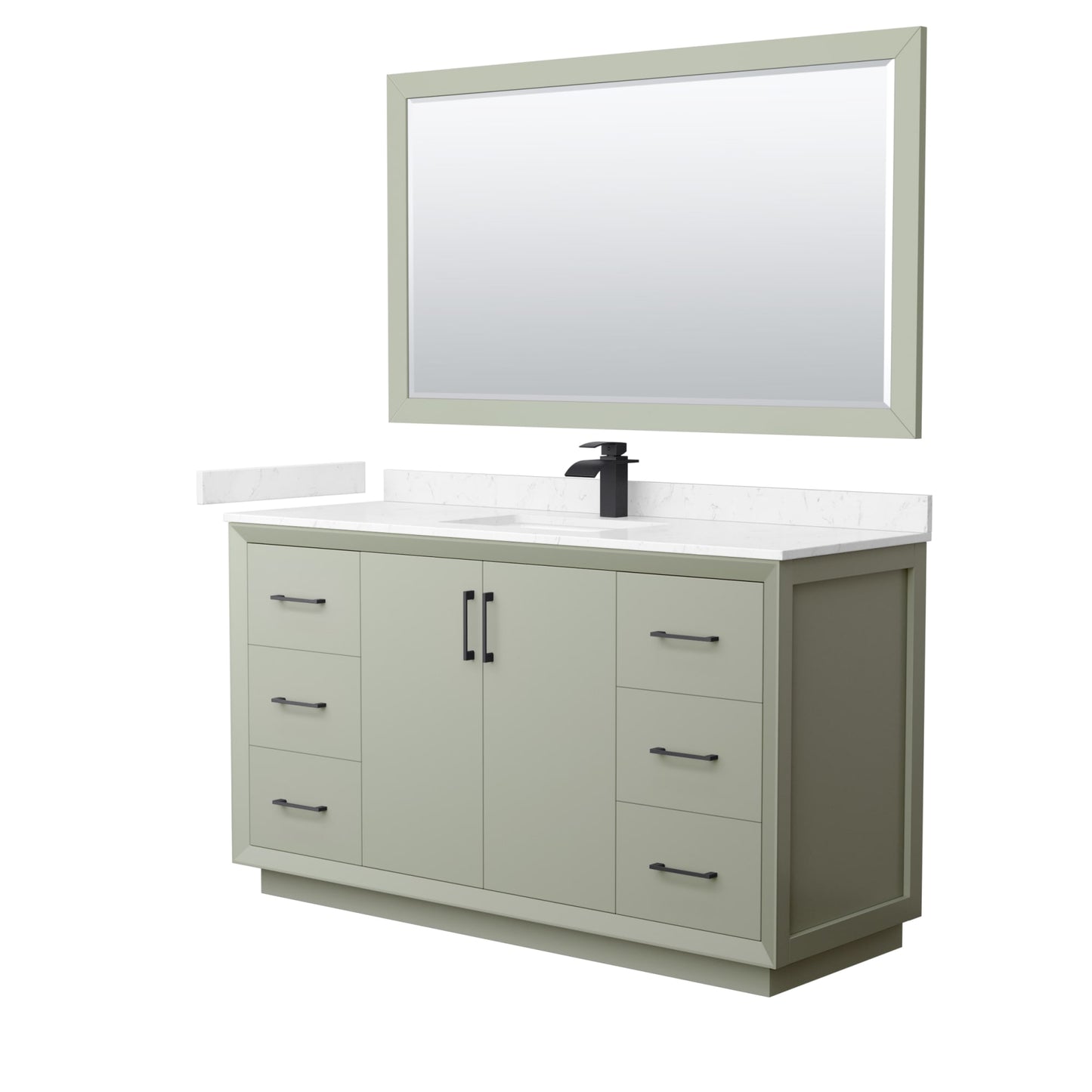 Strada Bathroom Vanity with Countertop 60 inch Single Sink Single hole Faucet Setup