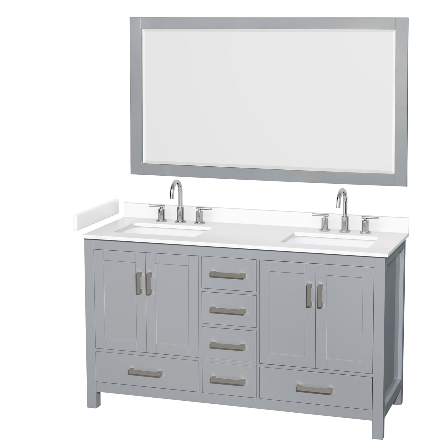 Sheffield Bathroom Vanity with Countertop 60 inch Double Sink 3-hole Faucet Setup