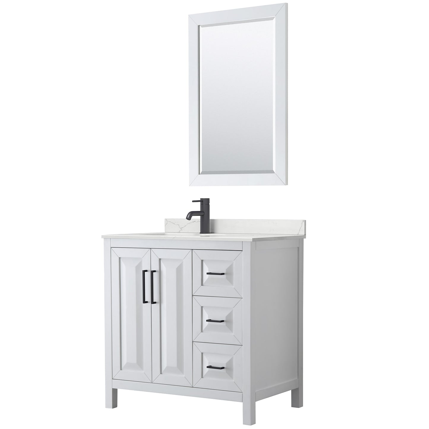 Daria Bathroom Vanity with Countertop 36 inch Single Sink Single hole Faucet Setup